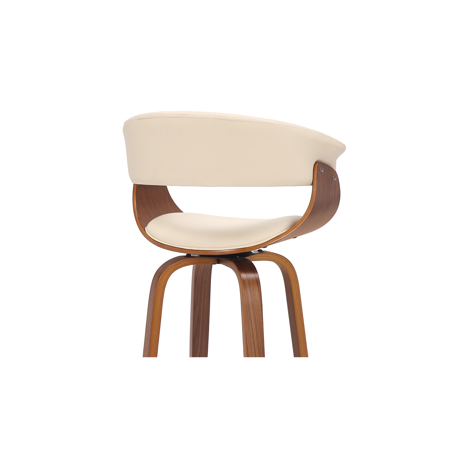 Julyssa 26" Counter Height Swivel Cream Faux Leather and Walnut Wood Bar Stool