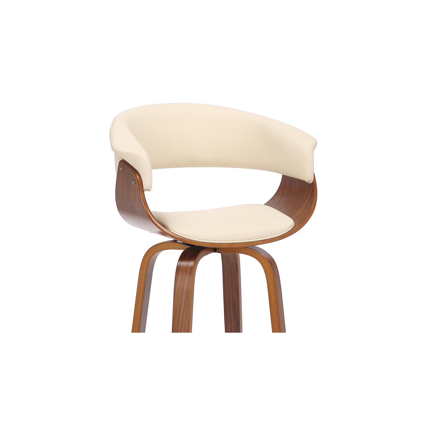 Julyssa 26" Counter Height Swivel Cream Faux Leather and Walnut Wood Bar Stool