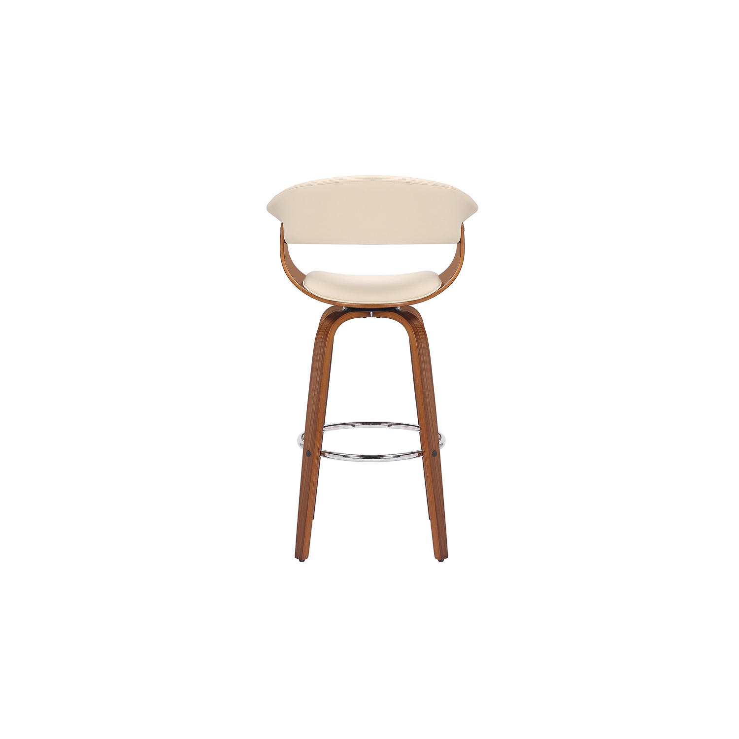Julyssa 26" Counter Height Swivel Cream Faux Leather and Walnut Wood Bar Stool