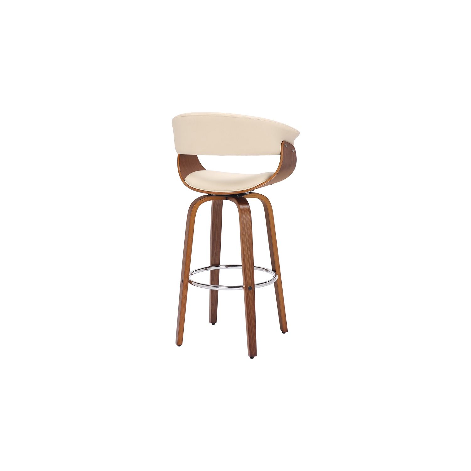 Julyssa 26" Counter Height Swivel Cream Faux Leather and Walnut Wood Bar Stool