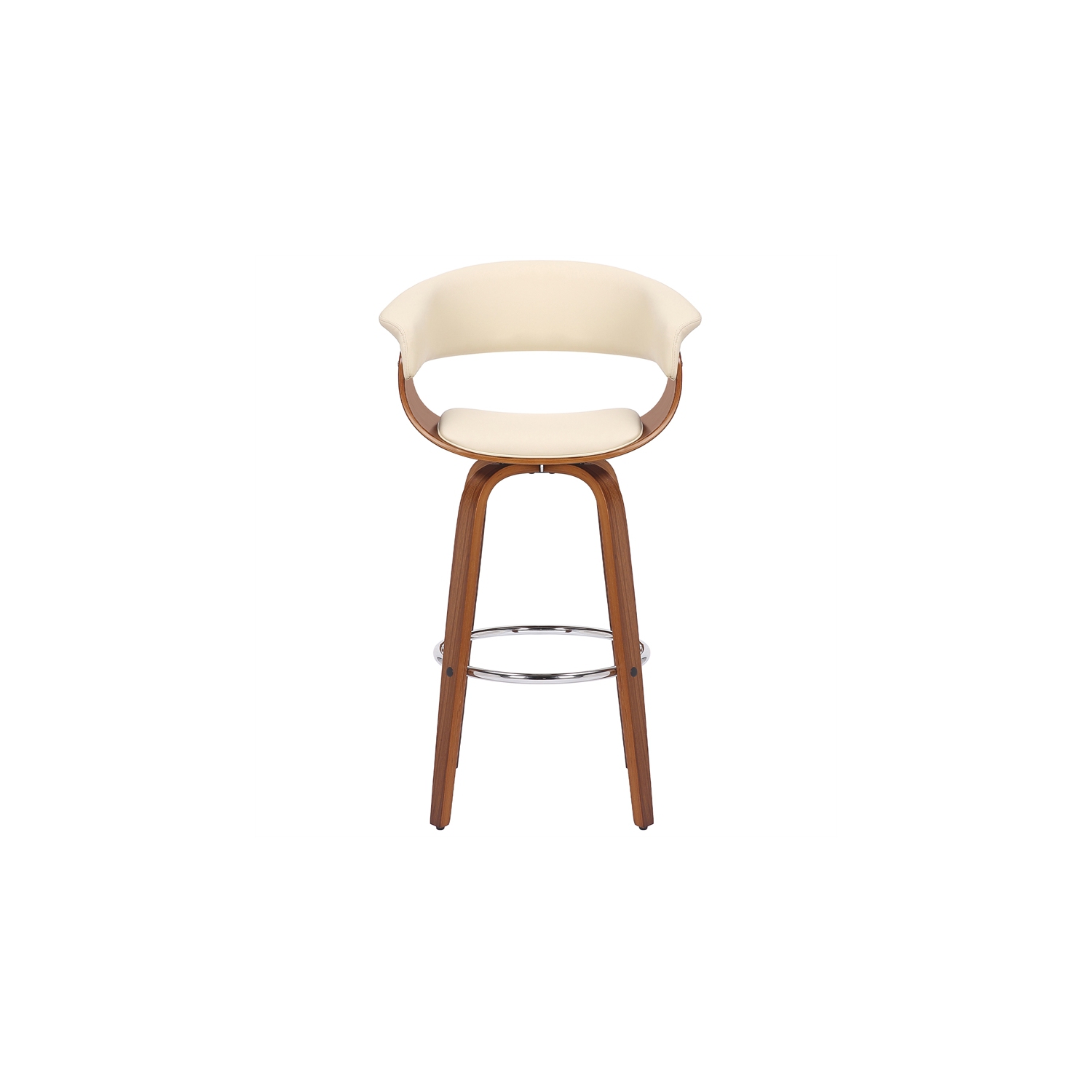 Julyssa 26" Counter Height Swivel Cream Faux Leather and Walnut Wood Bar Stool