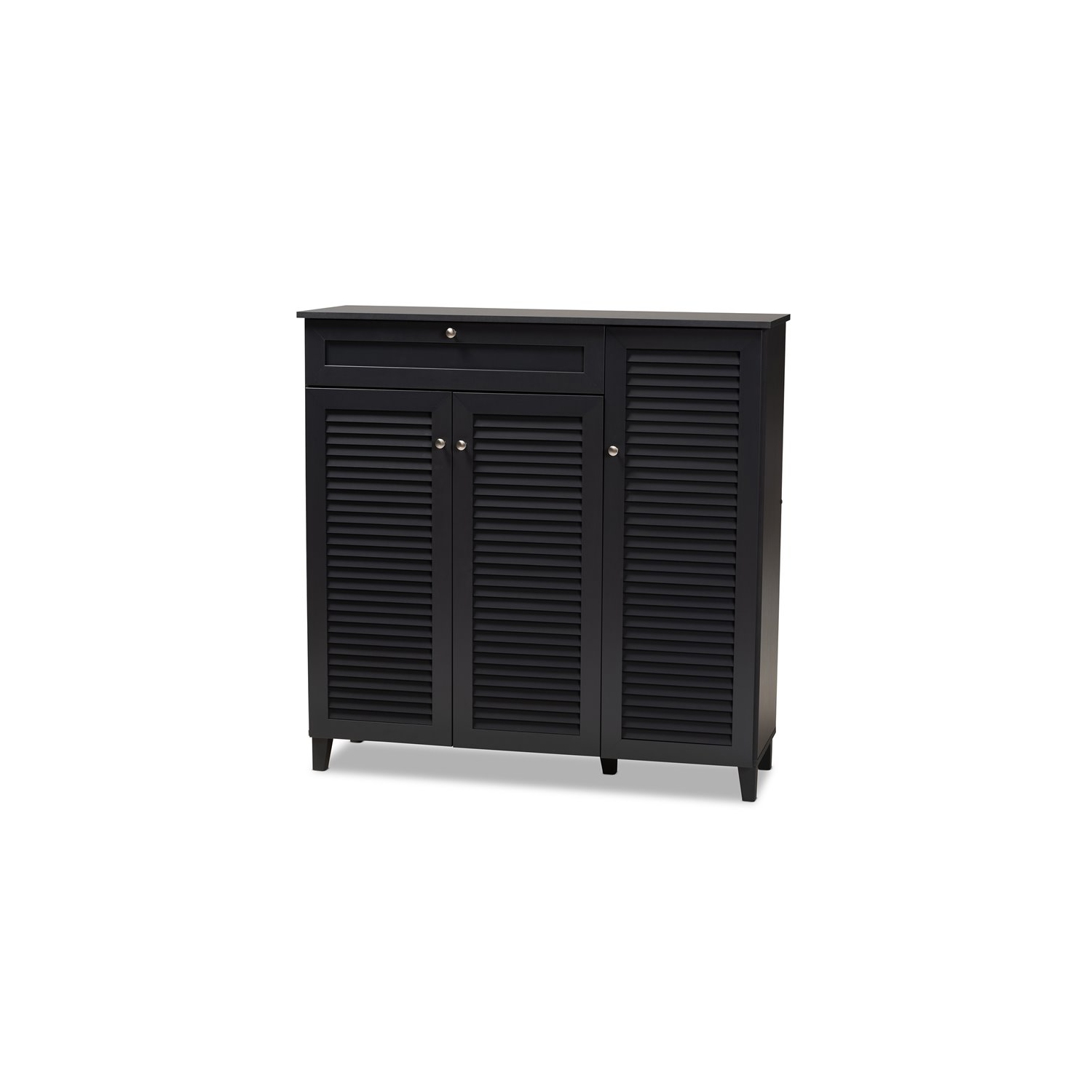 Baxton Studio – Armoire en bois à 11 tablettes et tiroirs pour chaussures Coolidge, gris foncé