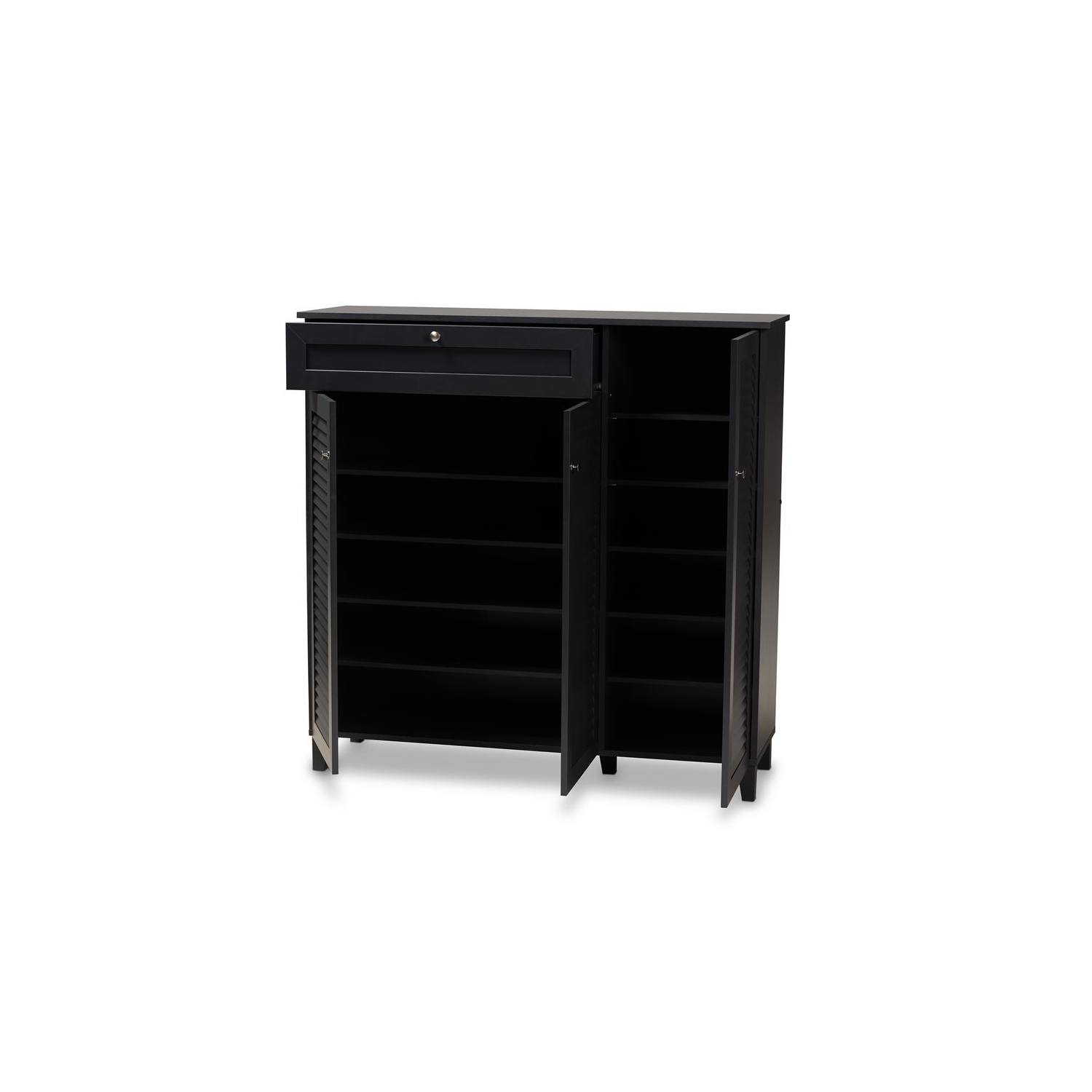 Baxton Studio – Armoire en bois à 11 tablettes et tiroirs pour chaussures Coolidge, gris foncé