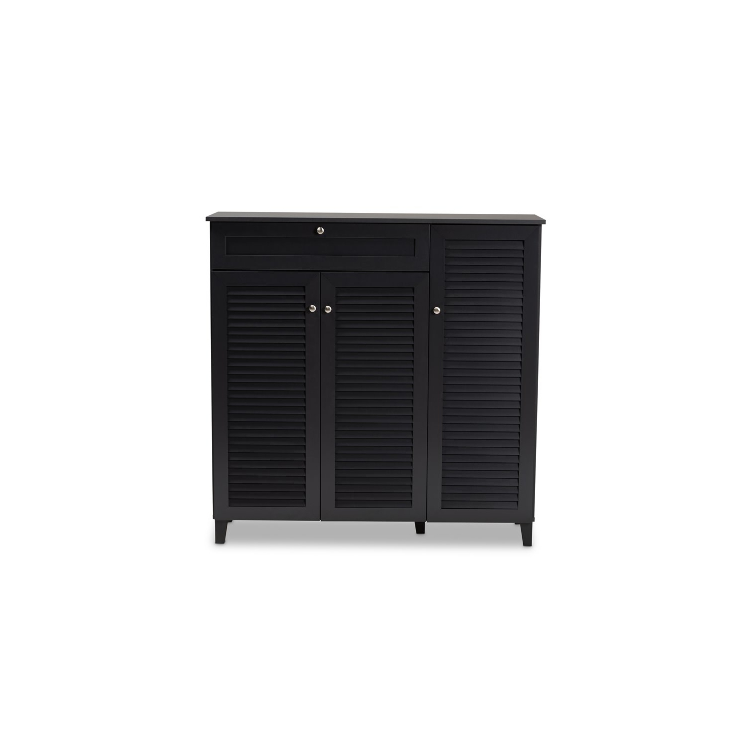 Baxton Studio – Armoire en bois à 11 tablettes et tiroirs pour chaussures Coolidge, gris foncé