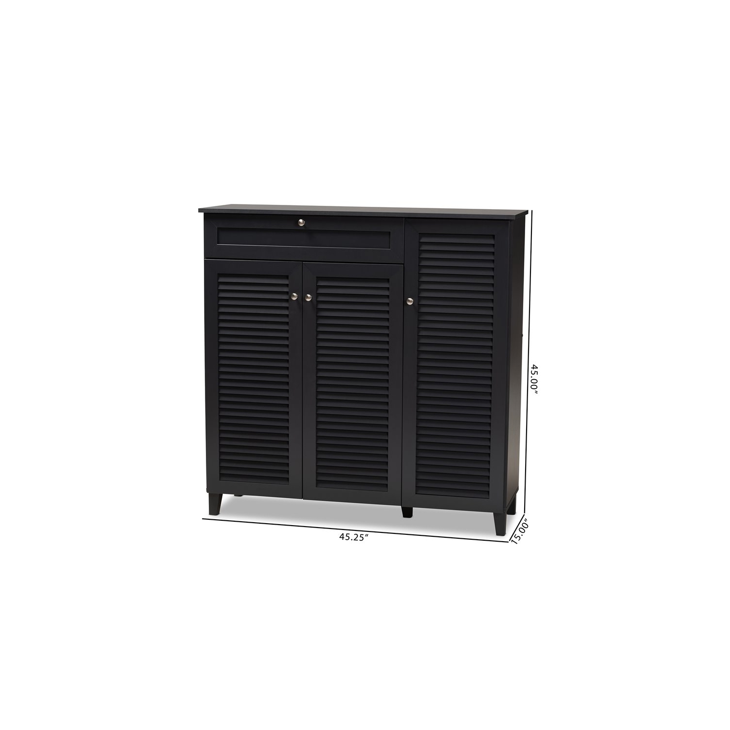 Baxton Studio – Armoire en bois à 11 tablettes et tiroirs pour chaussures Coolidge, gris foncé