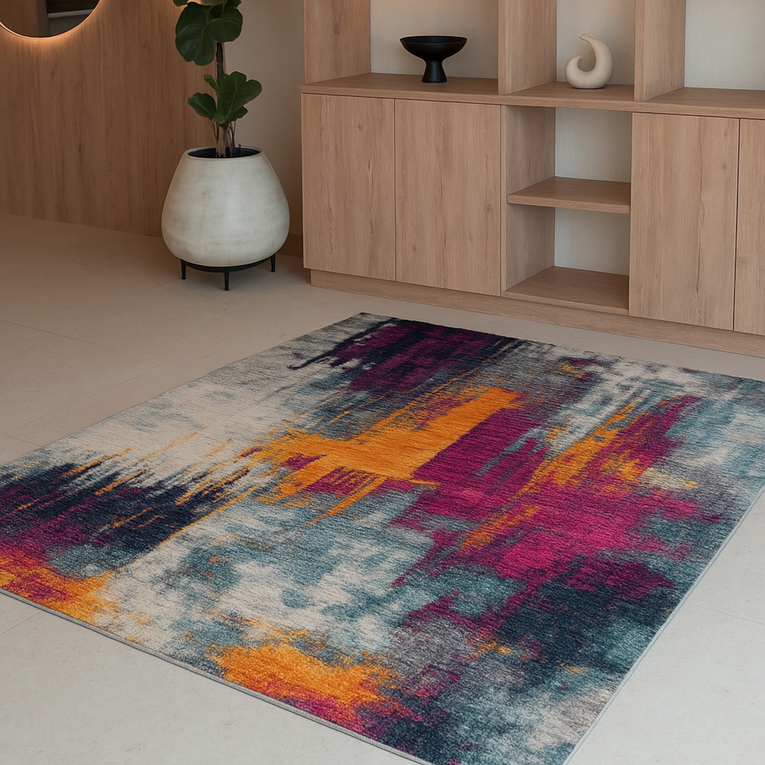 Rug Branch Zora Contemporary Abstract Purple/Orange Indoor Area Rug