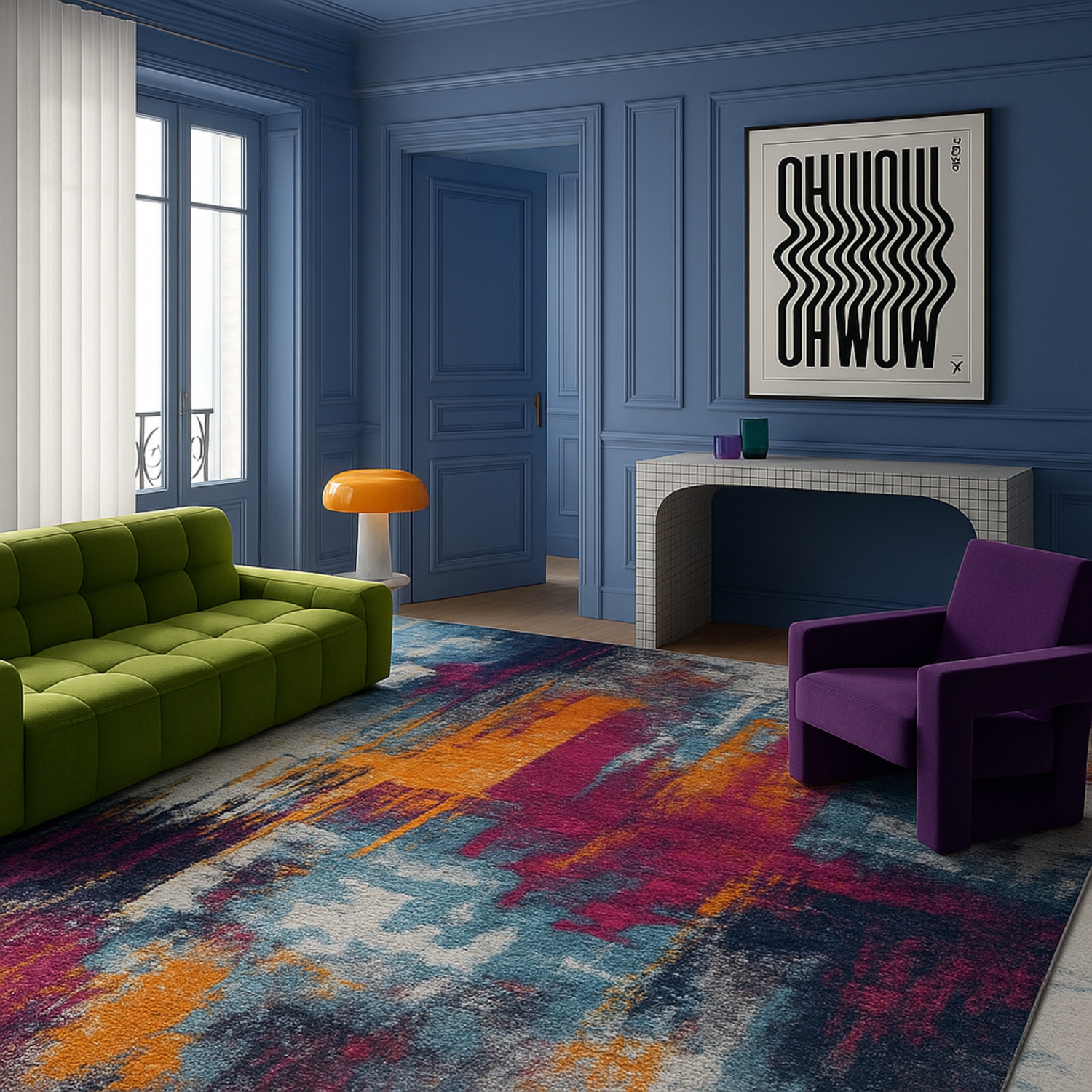 Rug Branch Zora Contemporary Abstract Purple/Orange Indoor Area Rug