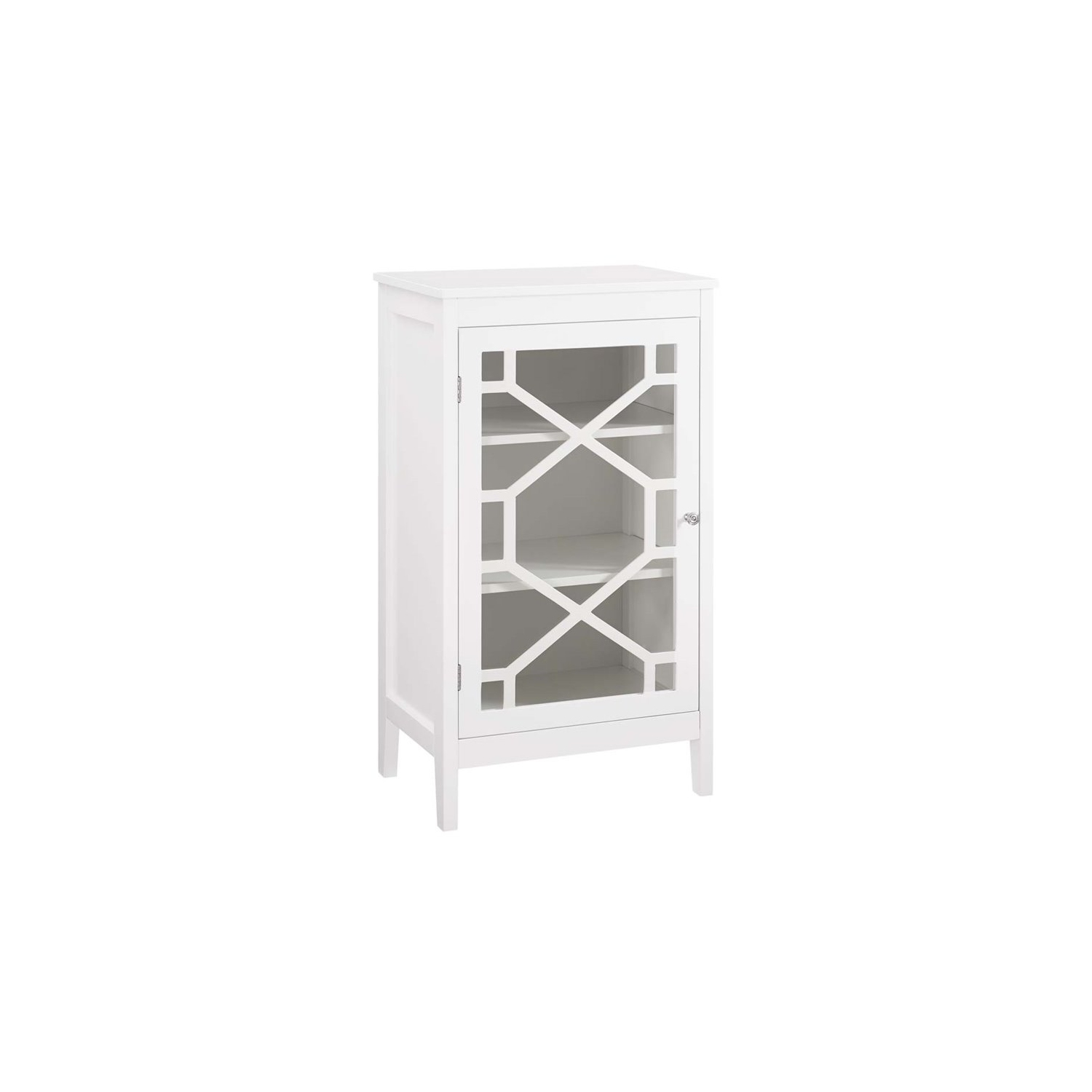 Linon Betty Small Wood and Glass Cabinet in White