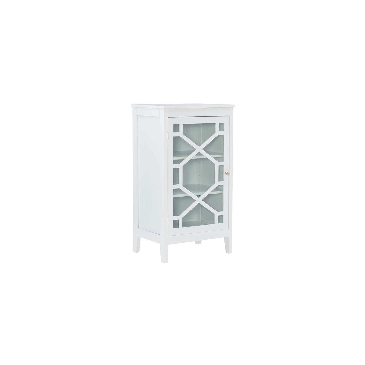 Linon Betty Small Wood and Glass Cabinet in White