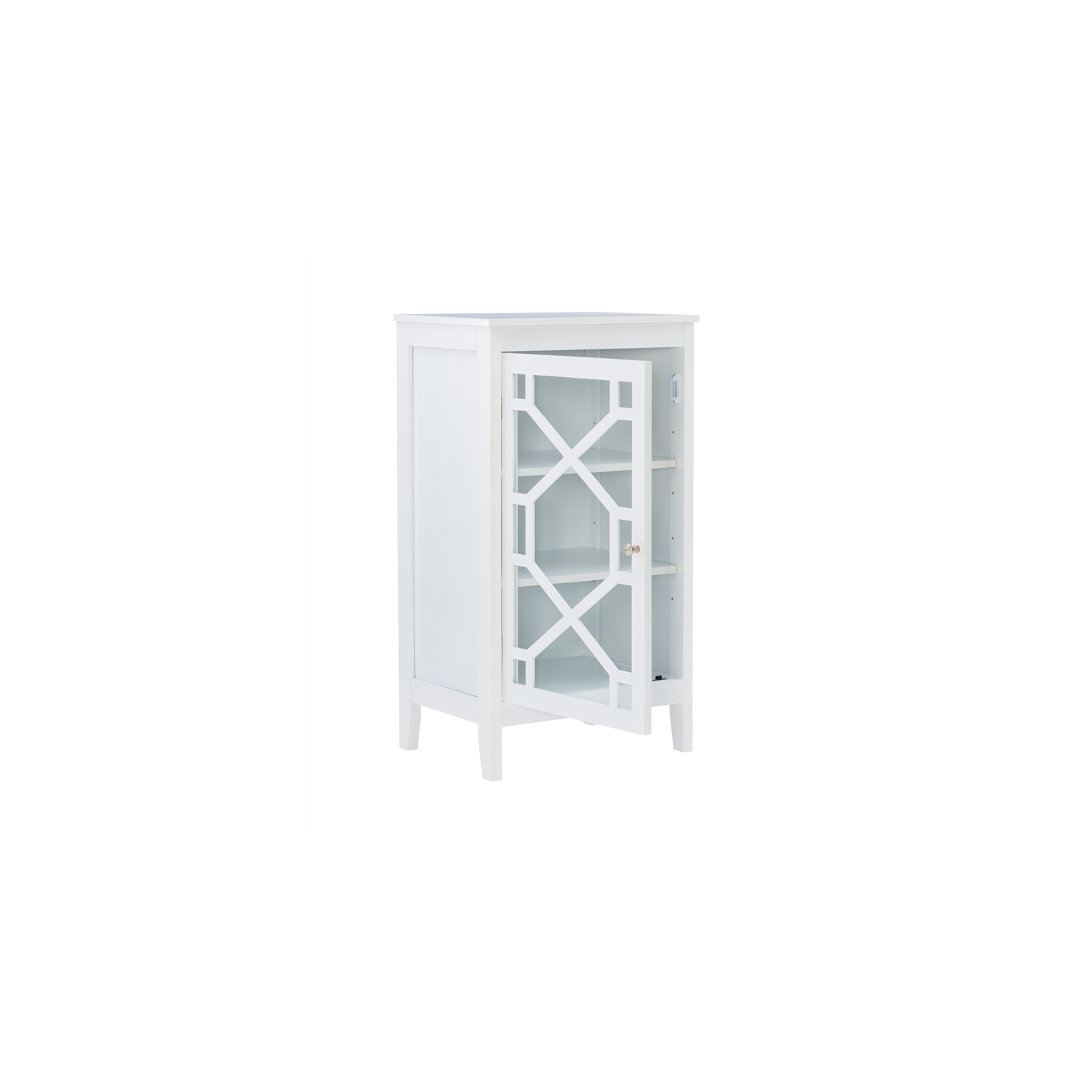 Linon Betty Small Wood and Glass Cabinet in White