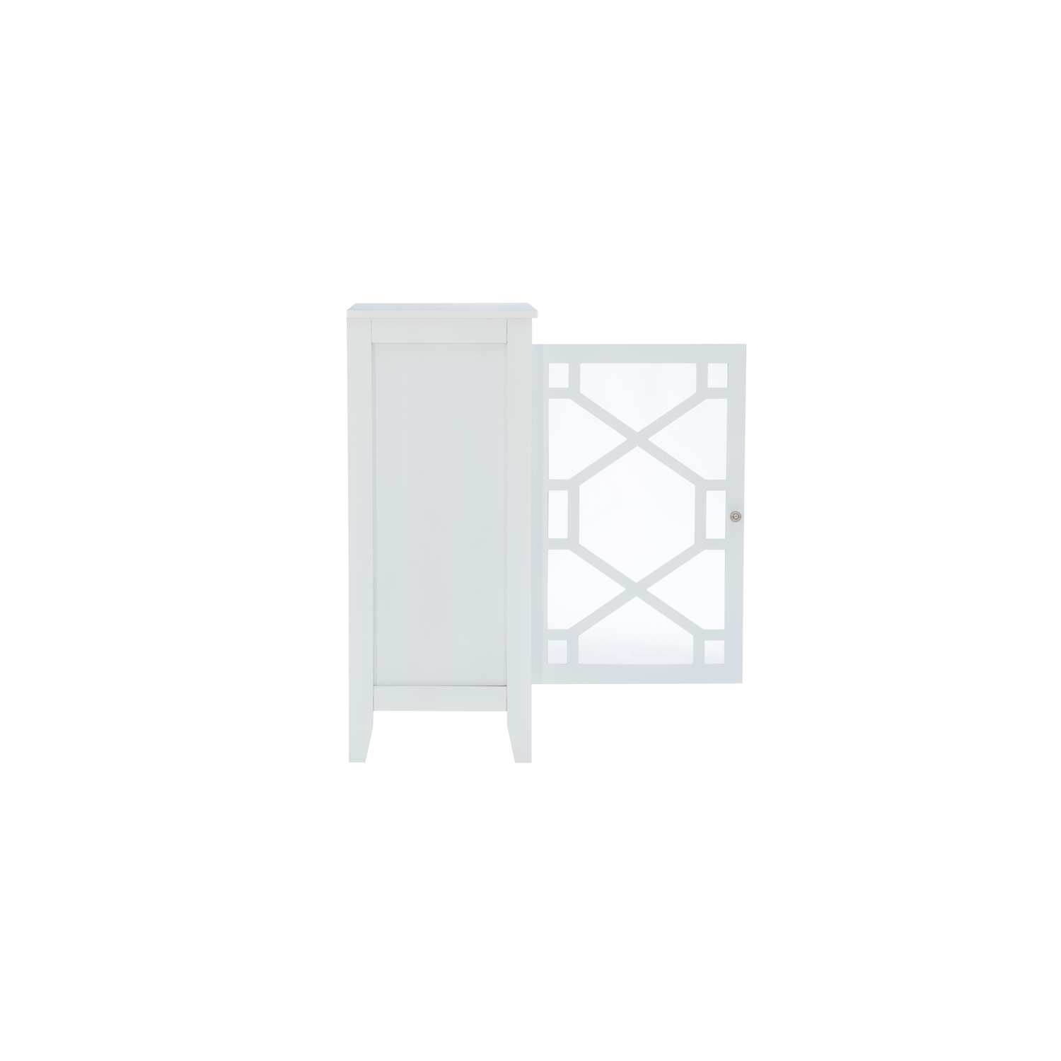 Linon Betty Small Wood and Glass Cabinet in White