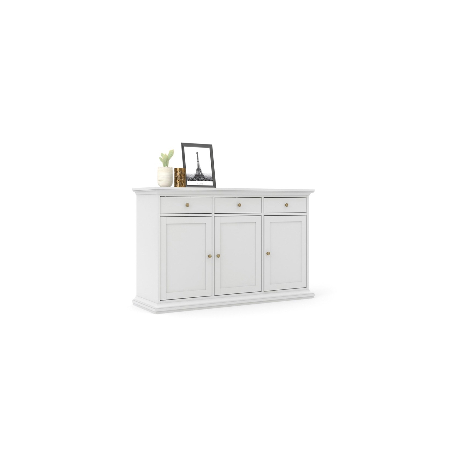 Pemberly Row Engineered Wood Sideboard with 3 Doors and 3 Drawers in White