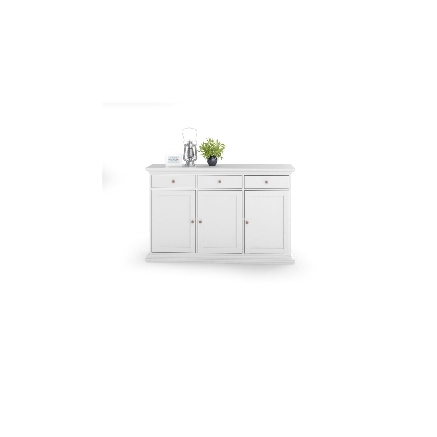 Pemberly Row Engineered Wood Sideboard with 3 Doors and 3 Drawers in White