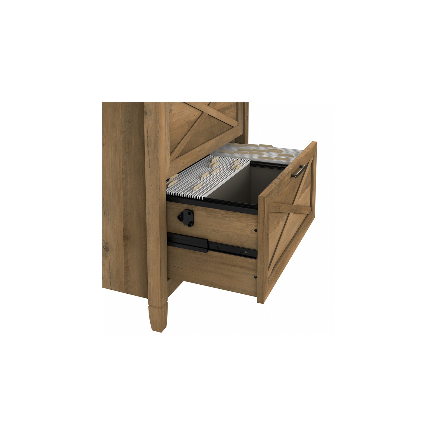 Classeur latéral à 2 tiroirs Key West en pin récupéré - bois d’ingénierie