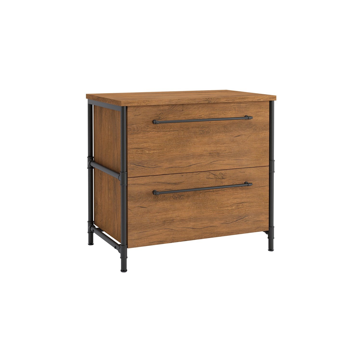 Sauder – Classeur latéral en bois à 2 tiroirs Iron City, chêne vérifié