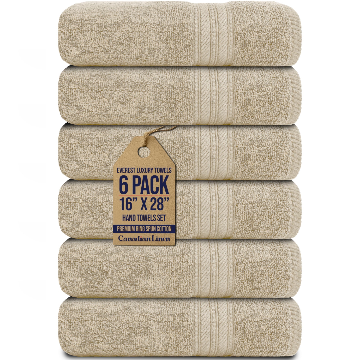 Canadian Linen Luxury – Essuie-mains Everest, 16 x 28&nbsp;po, paq. 6, ensemble de serviettes de cuisine légères en coton doux à séchage rapide pour