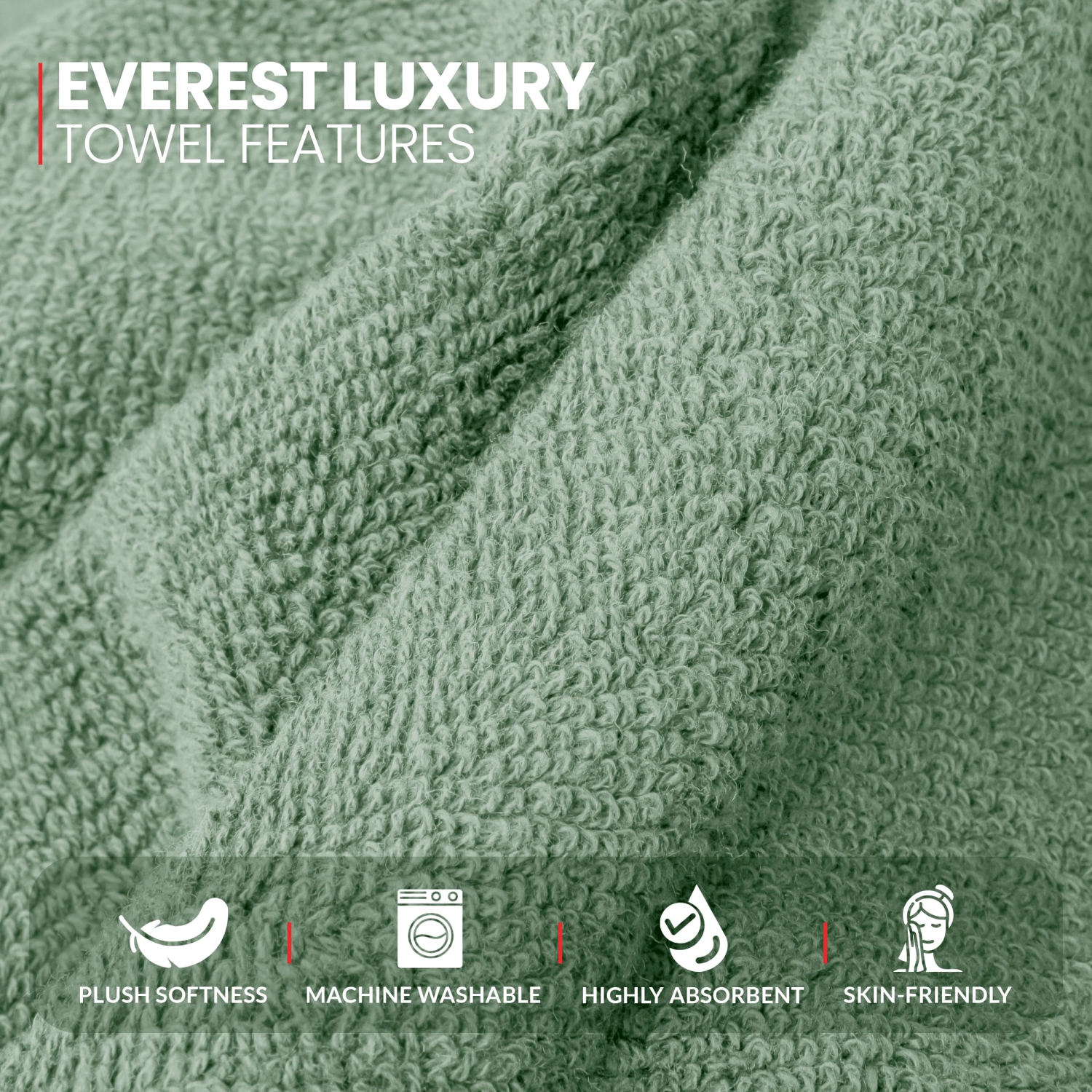 Canadian Linen Luxury – Serviettes de toilette Everest, 16 x 28&nbsp;po, paq. 6, coton doux absorbant, séchage rapide, ensemble de serviettes de