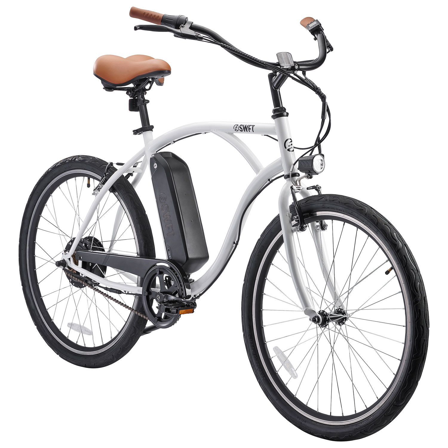 SWFT Fleet 500W Electric City Bike with up to 59.9km Battery Life - White - Only at Best Buy