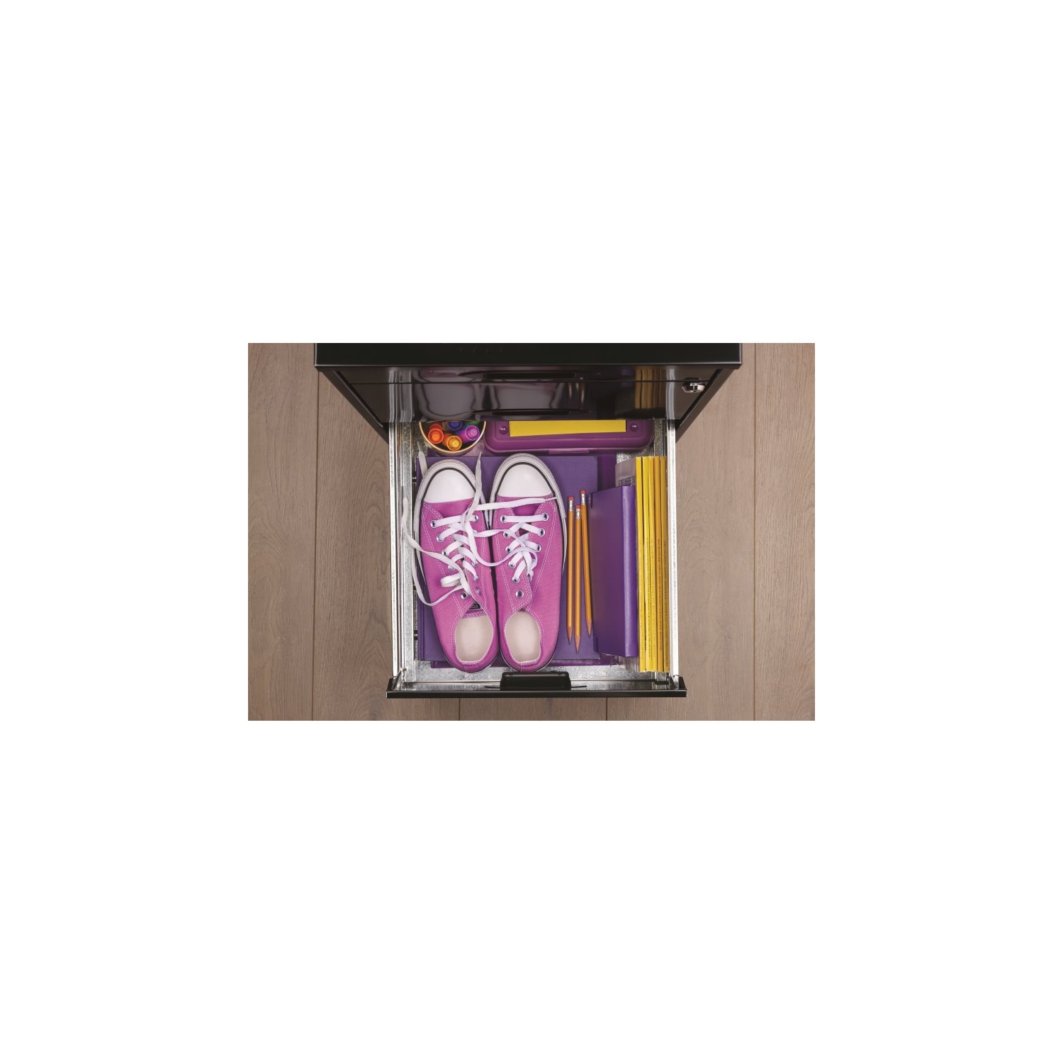 Space Solutions 3 Drawer Metal File Cabinet with Pencil Drawer Black