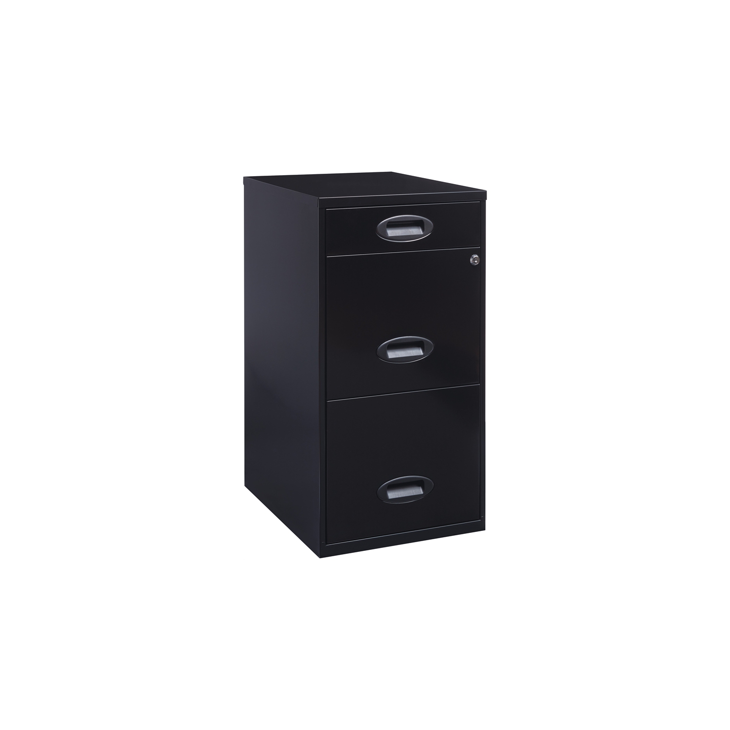 Space Solutions 3 Drawer Metal File Cabinet with Pencil Drawer Black