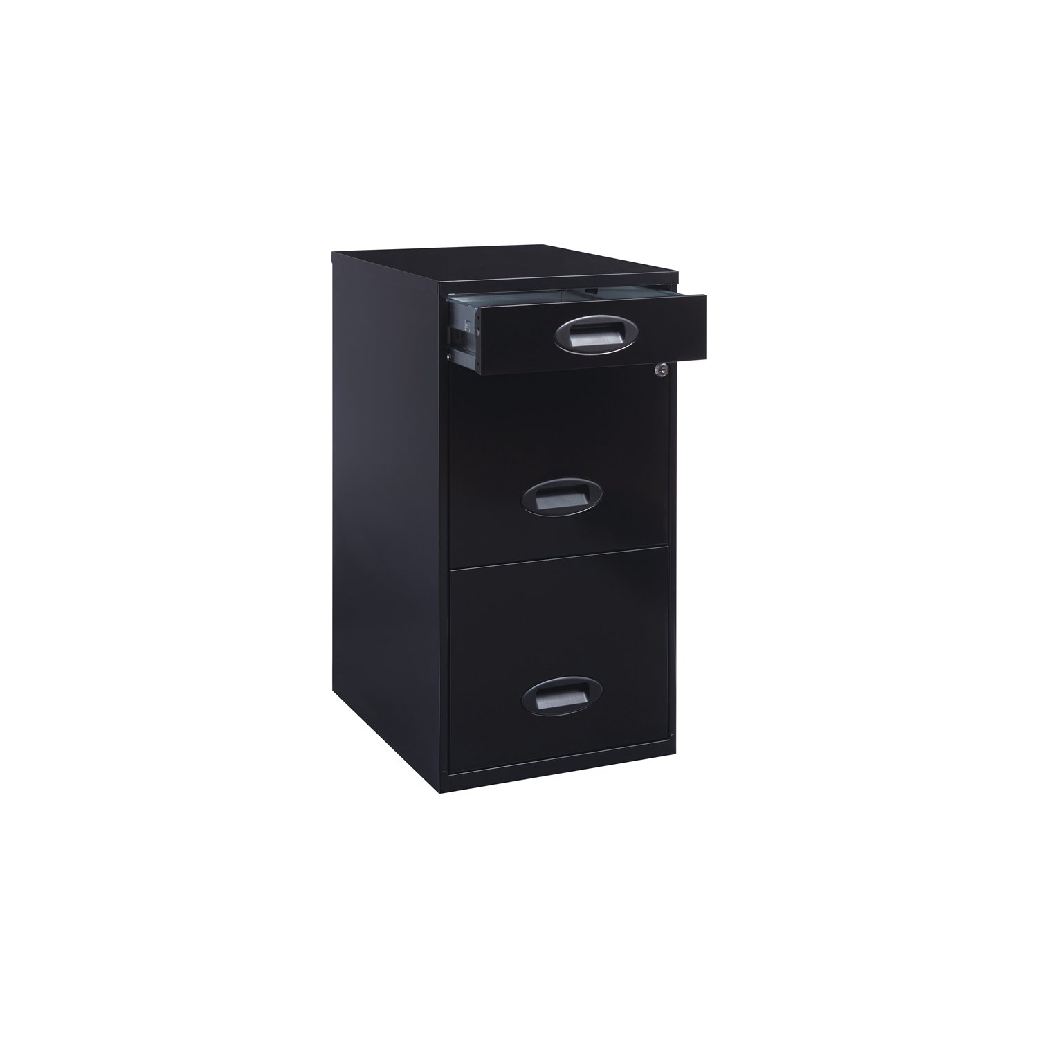 Space Solutions 3 Drawer Metal File Cabinet with Pencil Drawer Black