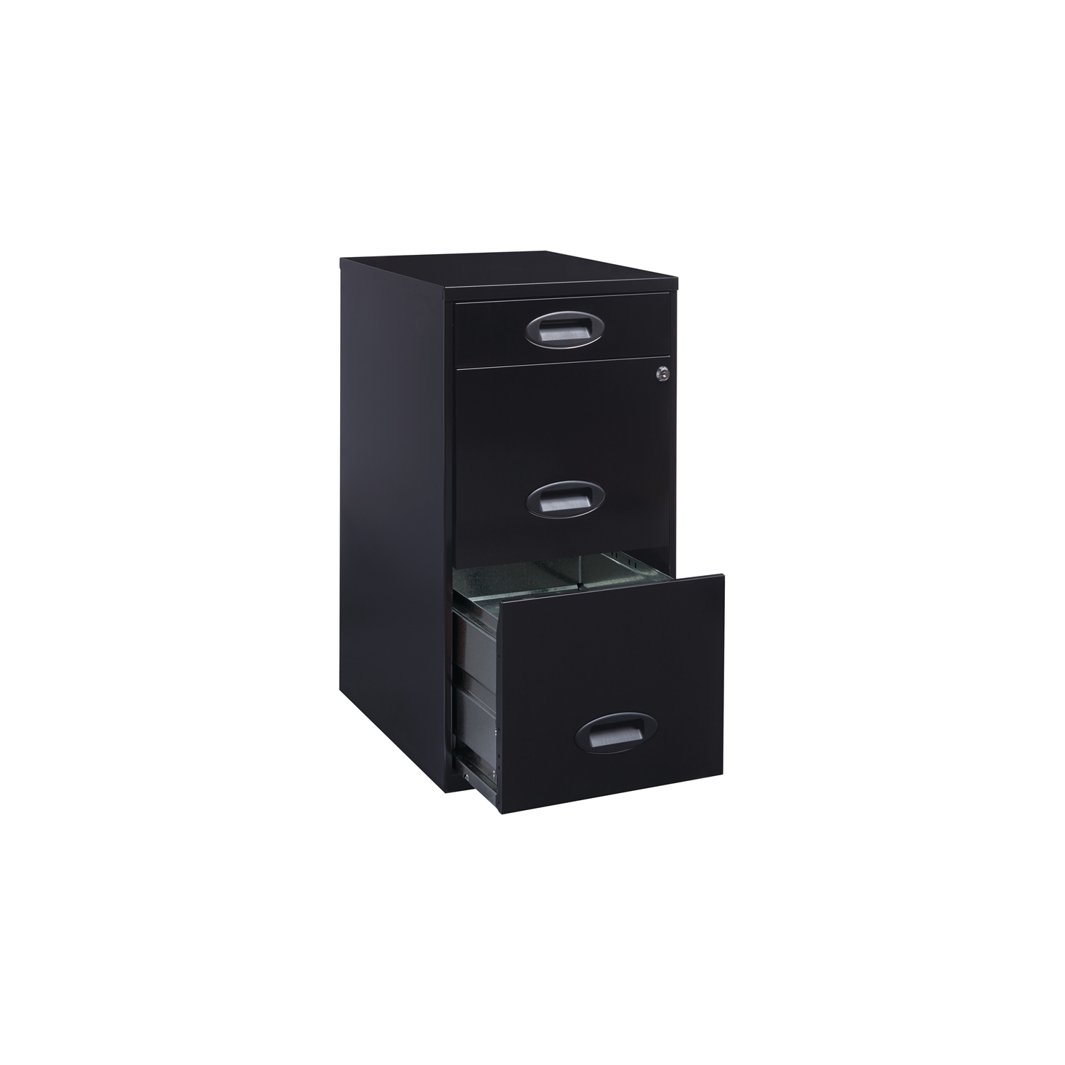 Space Solutions 3 Drawer Metal File Cabinet with Pencil Drawer Black