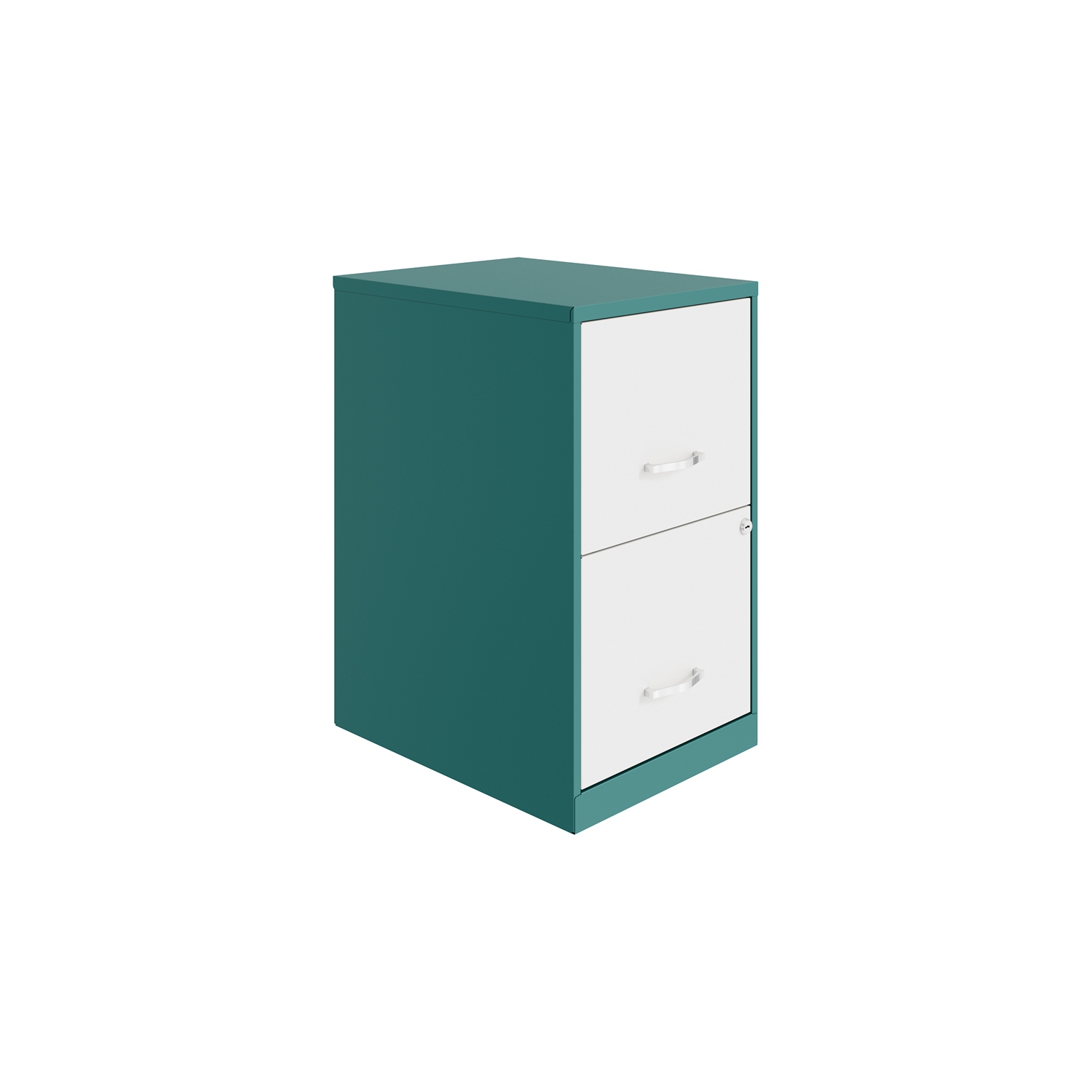 Space Solutions 18in. 2 Drawer Metal File Cabinet Teal/White