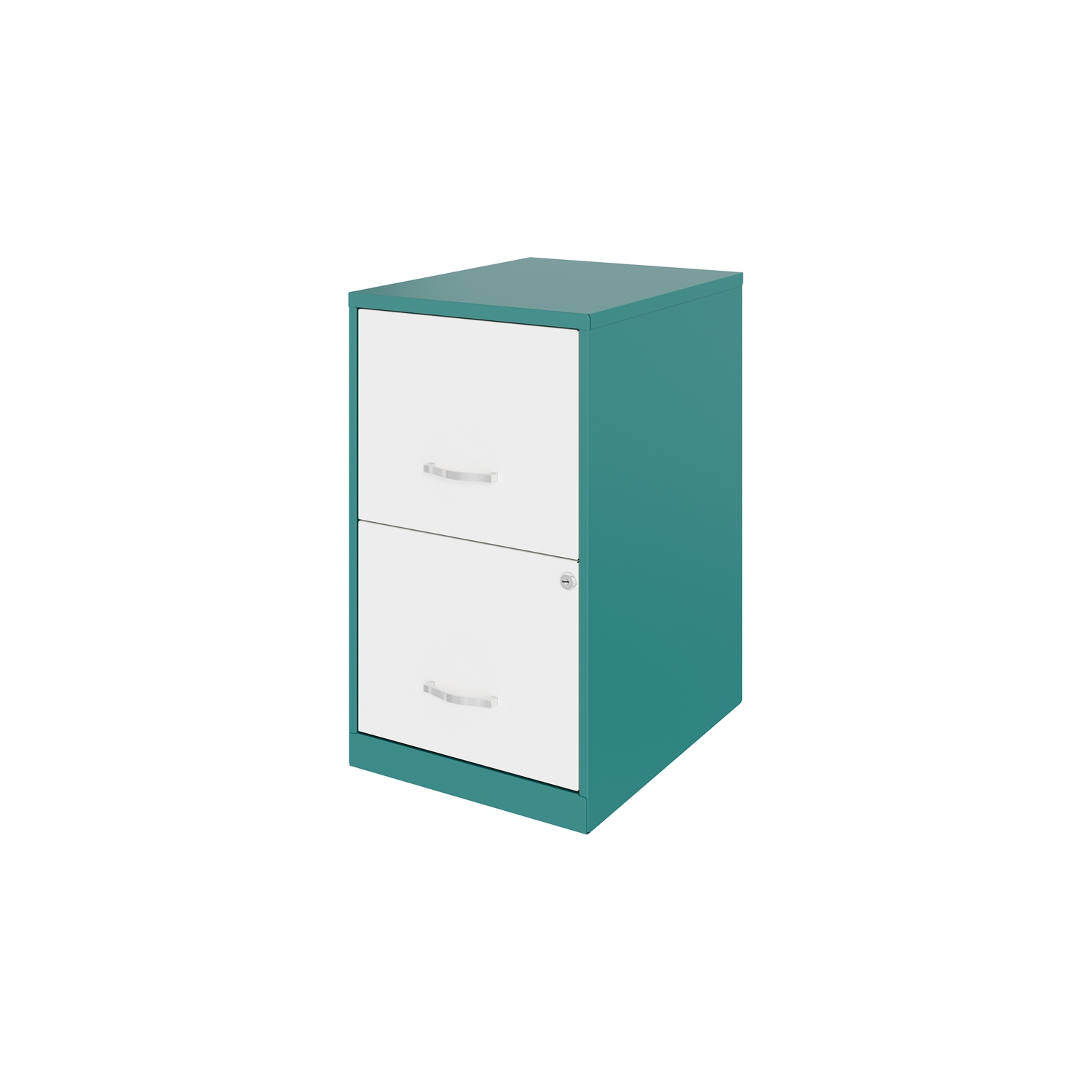 Space Solutions 18in. 2 Drawer Metal File Cabinet Teal/White