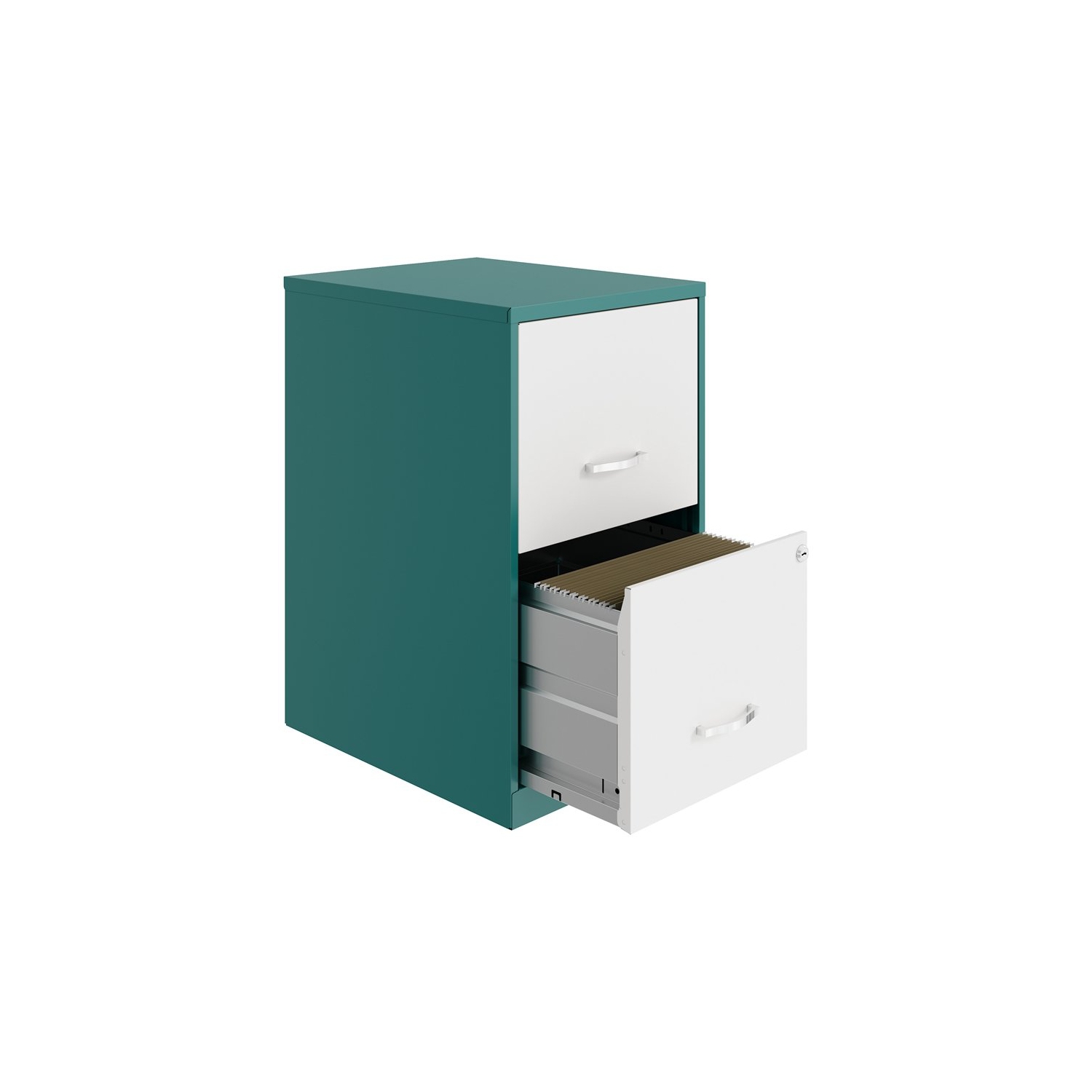 Space Solutions 18in. 2 Drawer Metal File Cabinet Teal/White