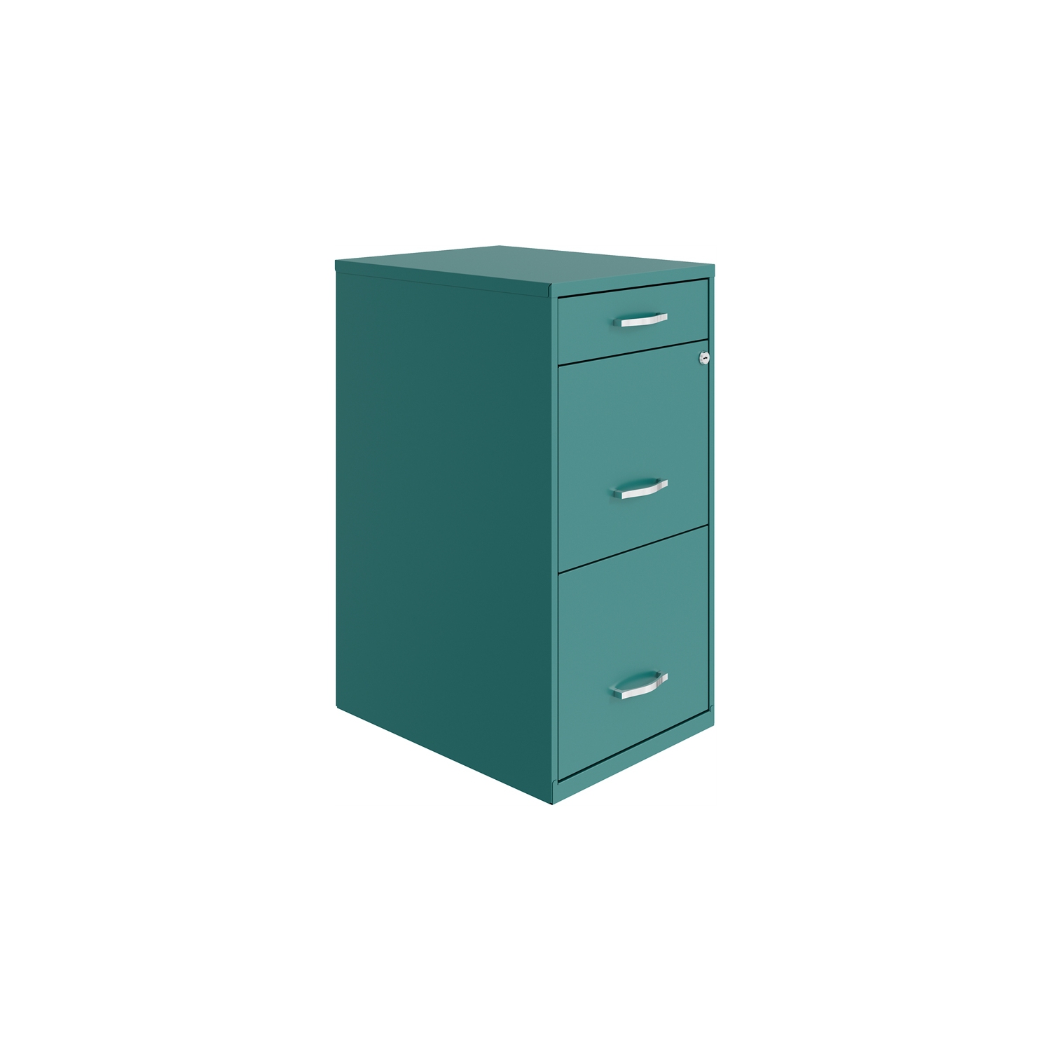 Armoire de rangement de 18 po de profondeur en métal à 3 tiroirs Space Solutions sarcelle/turquoise