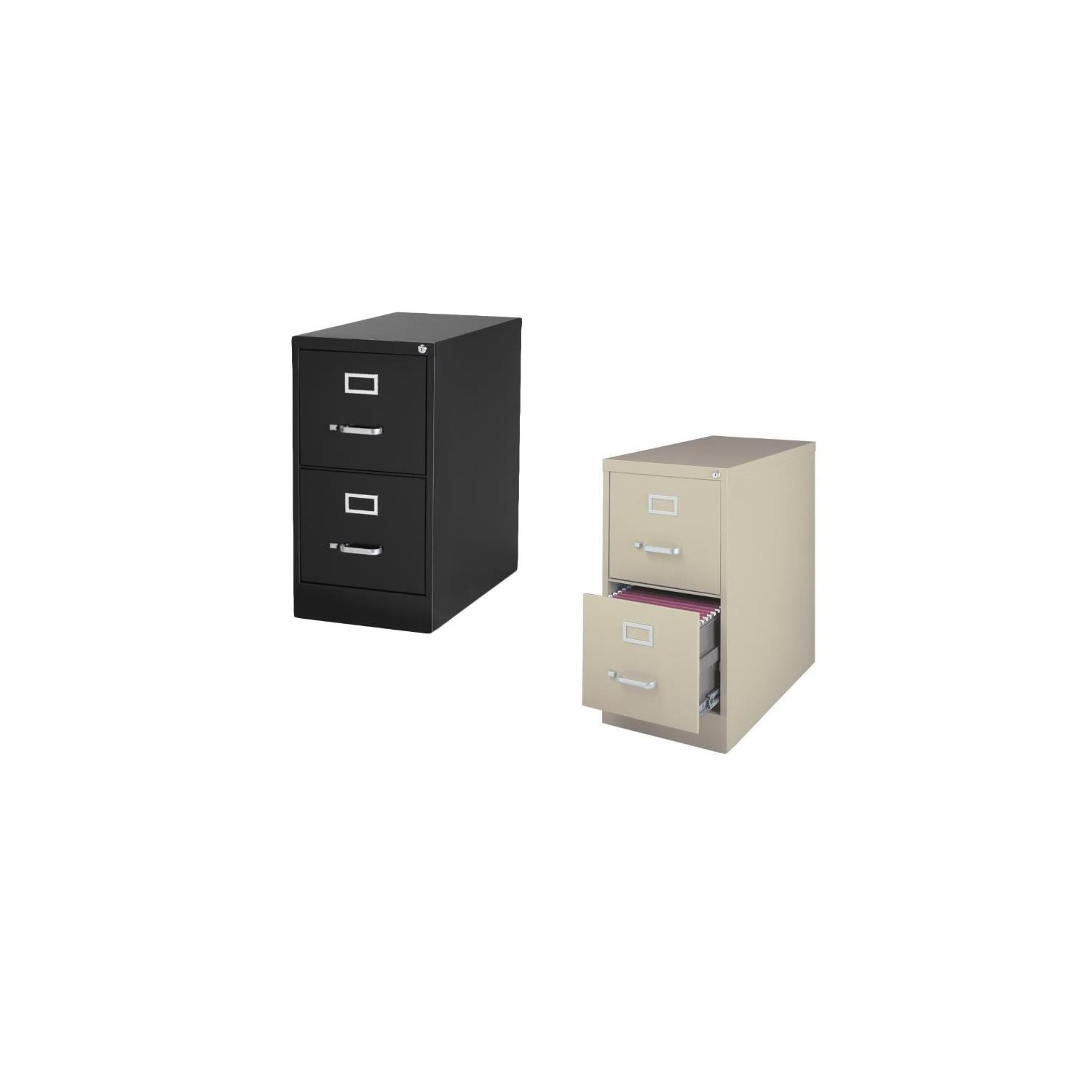 Value Pack 2 Drawer Letter File Cabinet in Putty and Black