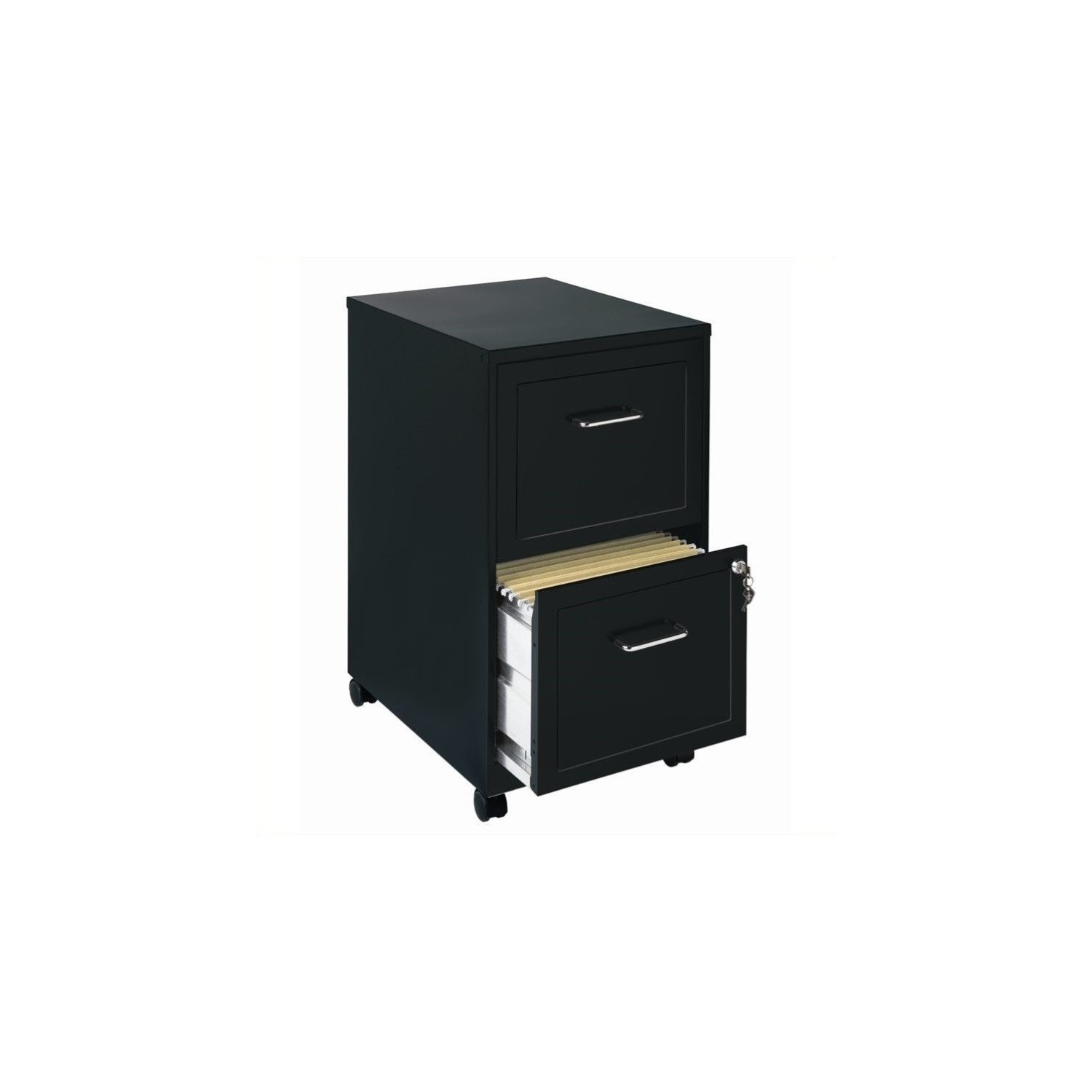 Classeur mobile intelligent à 2 tiroirs de 18 po de profondeur Scranton & Co, noir