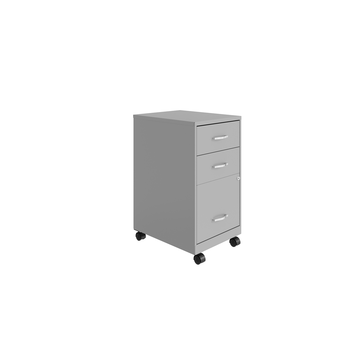 Space Solutions 18in 3 Drawer Metal Mobile Cabinet Ball Bearing Slide Silver