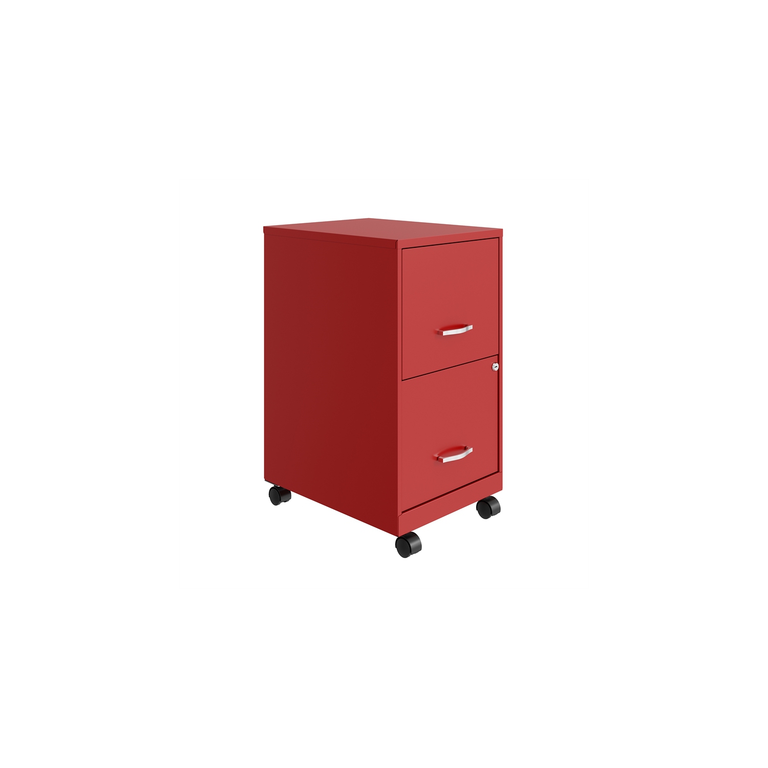 Space Solutions 18in 2 Drawer Metal Mobile Smart Vertical File Cabinet Red