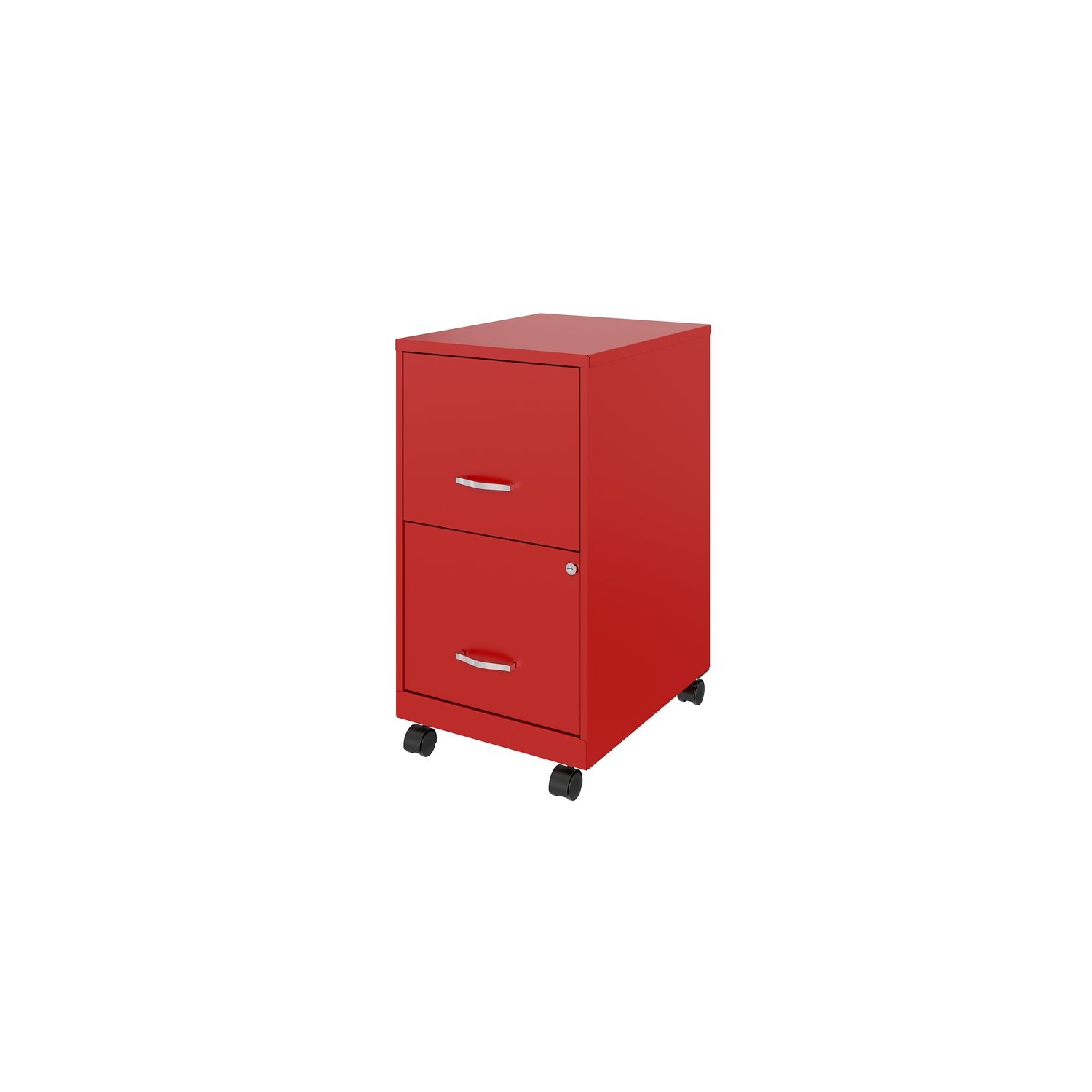 Space Solutions 18in 2 Drawer Metal Mobile Smart Vertical File Cabinet Red