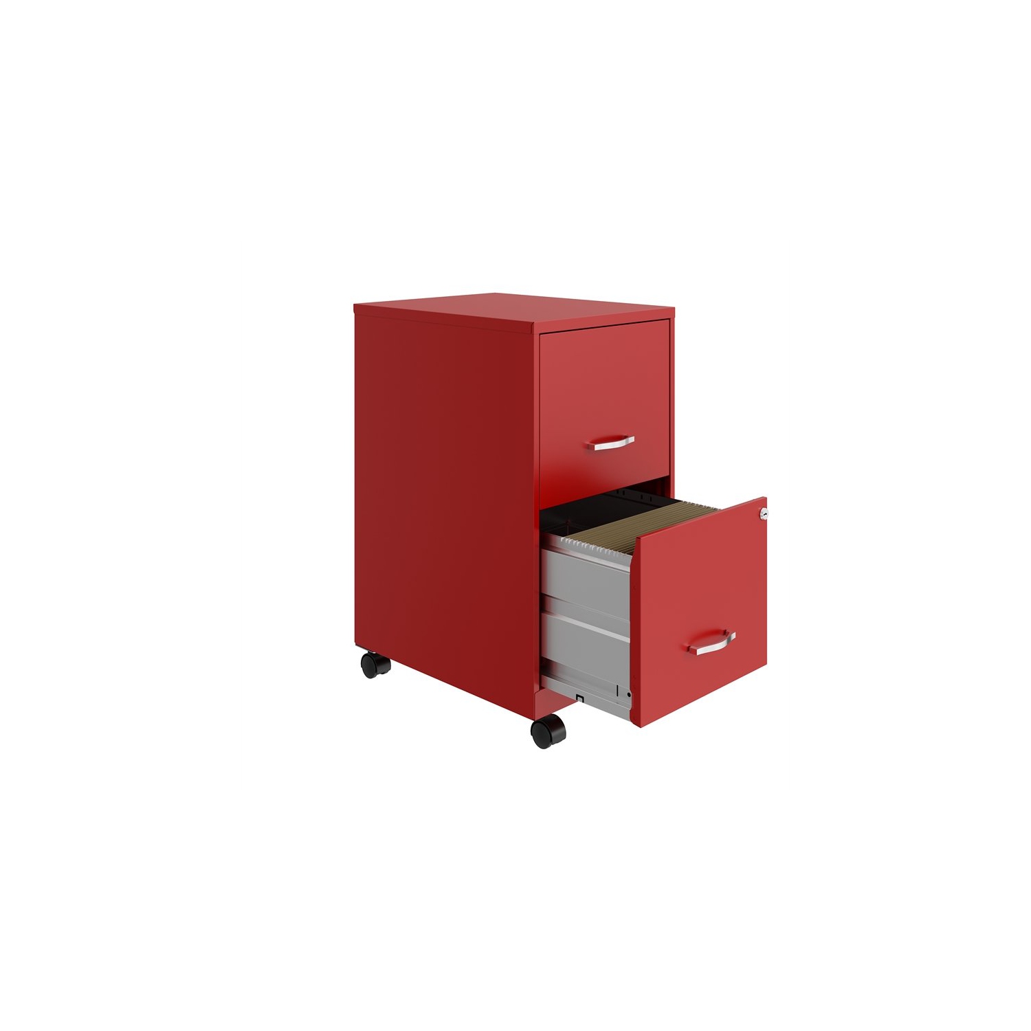 Space Solutions 18in 2 Drawer Metal Mobile Smart Vertical File Cabinet Red