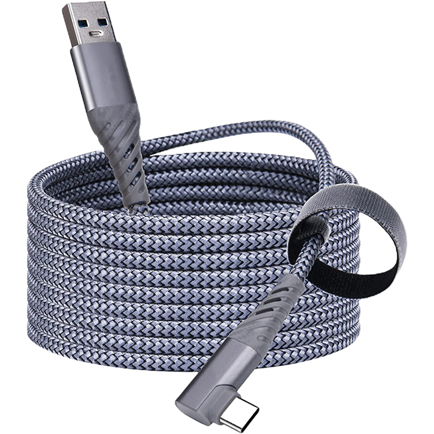 The Bigly Brothers 10ft(3m) USB C Cable, USB A to USB C 90 Degree Braided Fast Charging Cable, USB to USB C 5Gbps Data Transfer for Oculus Quest 2/1/Phone/PC/Laptop/Tablet/Headset