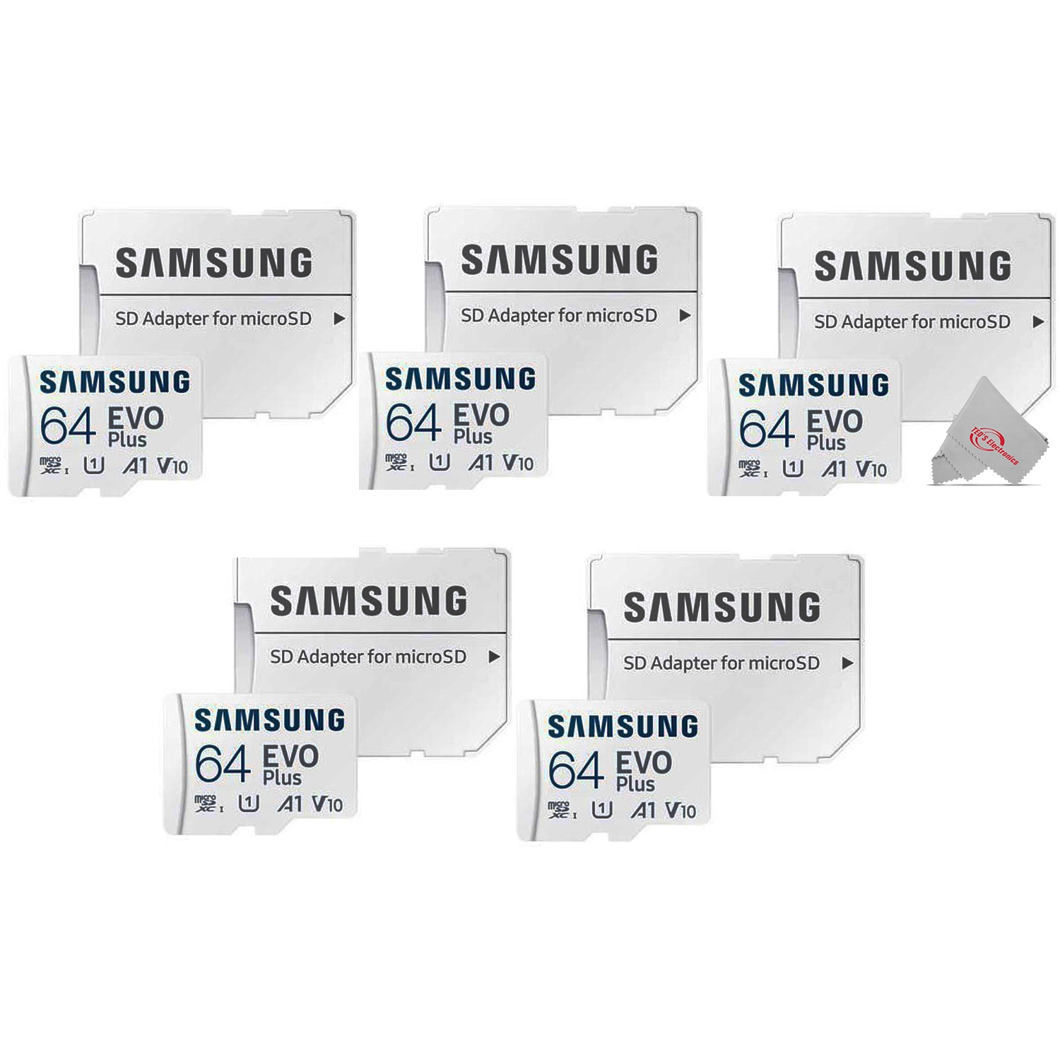Samsung 64GB EVO Plus UHS-I microSDXC Memory Card with SD Adapter - 5 Pack