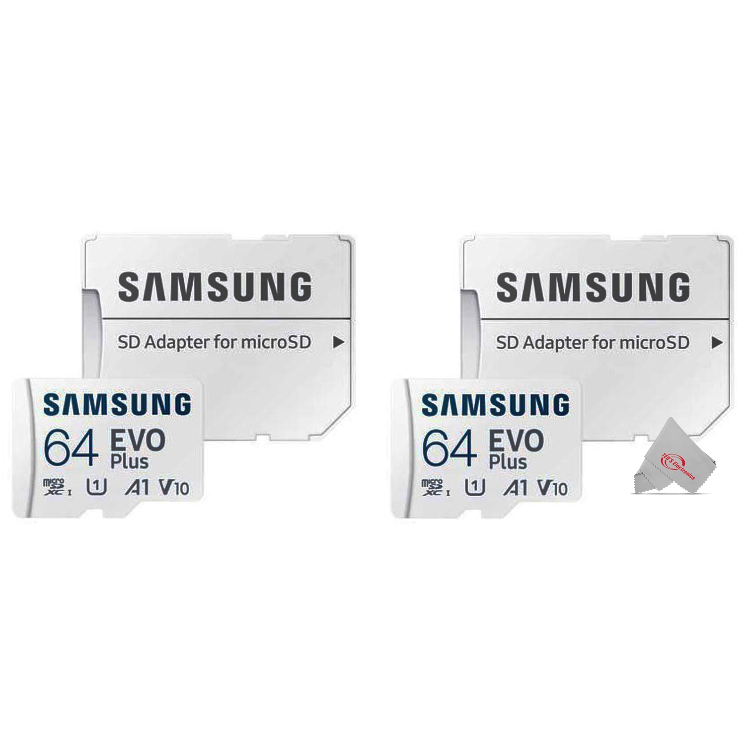 Samsung 64GB EVO Plus UHS-I microSDXC Memory Card with SD Adapter 2 Pack