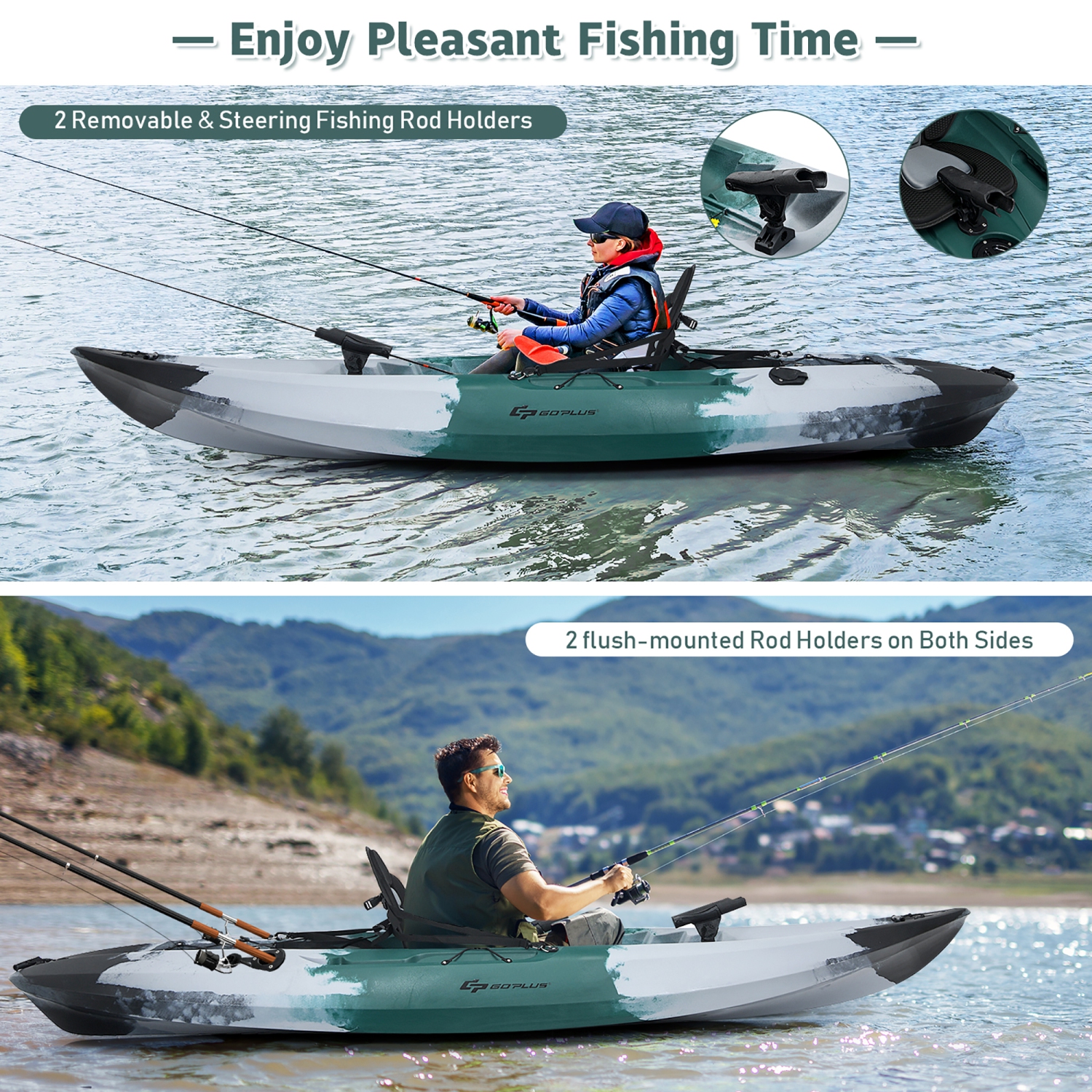 Costway Single Sit-on-Top Fishing Kayak Single Kayak Boat W/Fishing rod  holders & Paddle