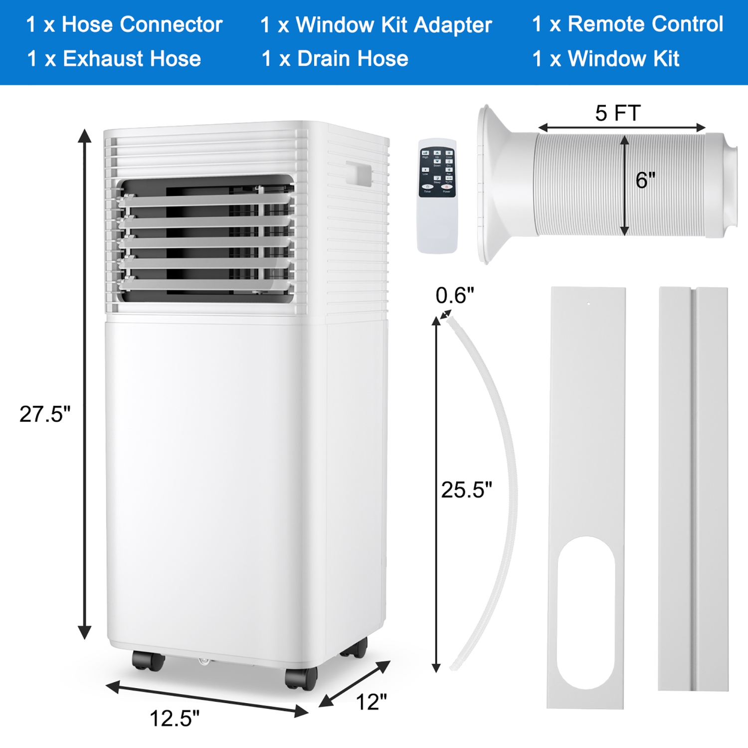 Costway 8000 BTU Portable Air Conditioner 3-in-1 Air Cooler w/Dehumidifier & Fan Mode