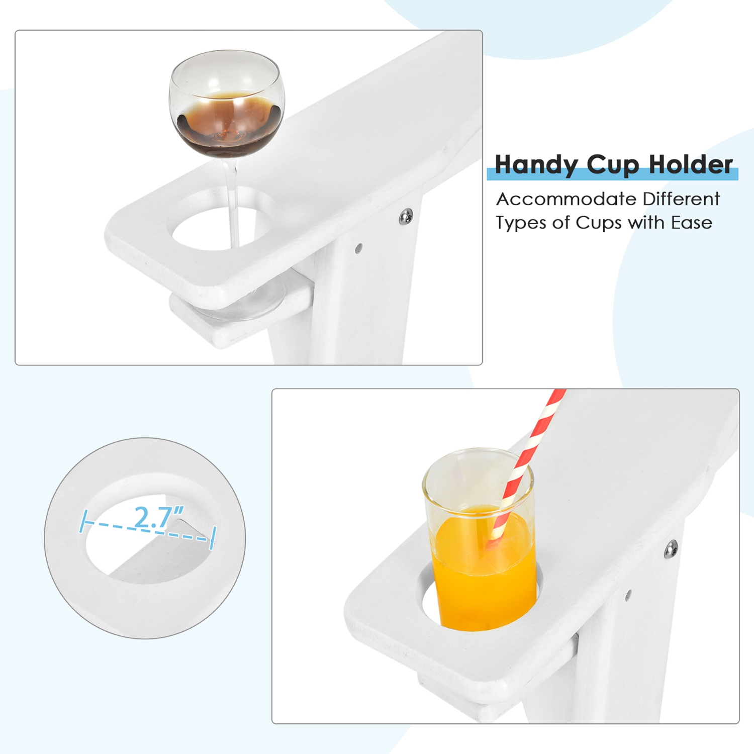 Costway Patio Adirondack Chair Weather Resistant Garden Deck W/Cup Holder