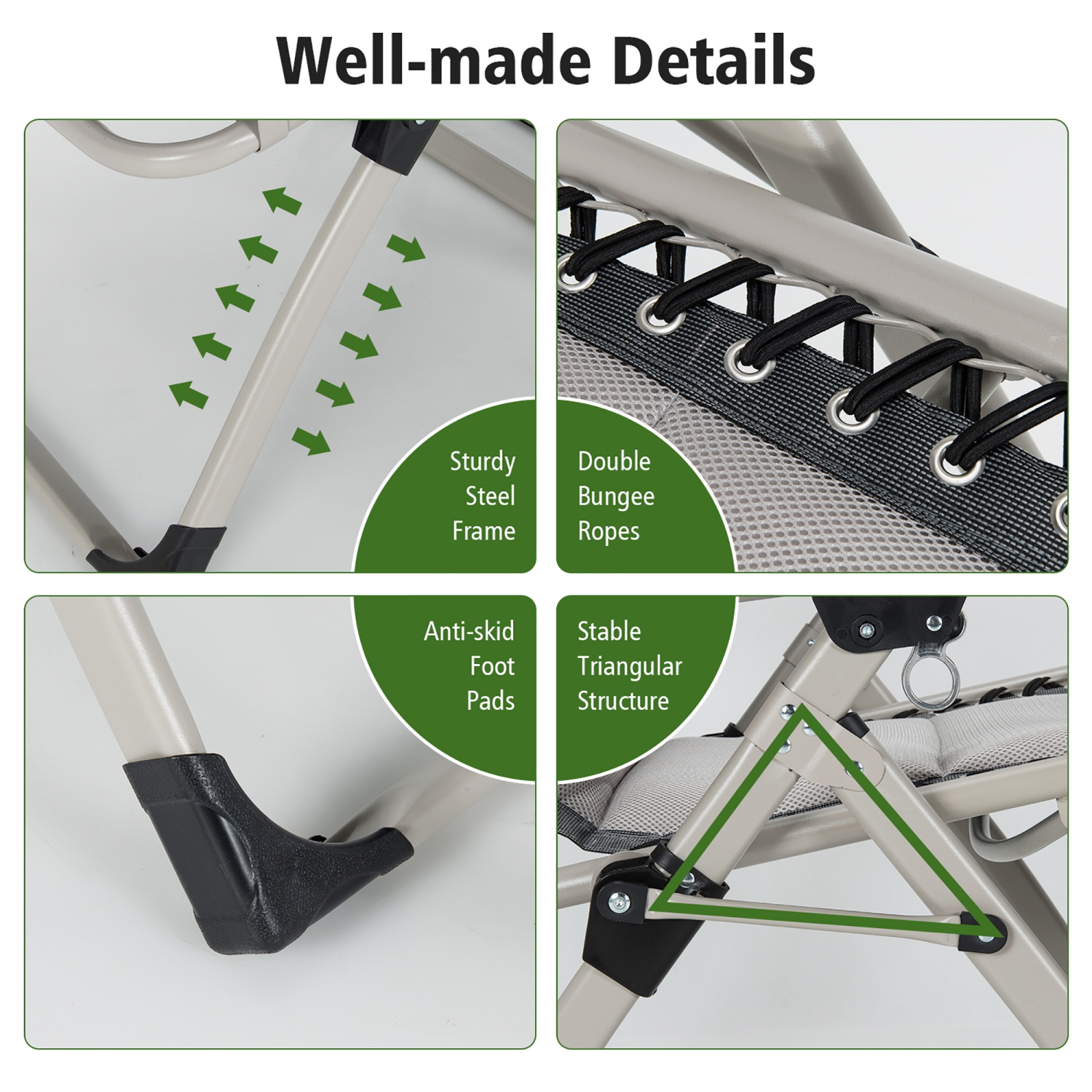 Costway 2PCS Padded Zero Gravity Chair Adjustable Folding Reclining Lounge with Cover