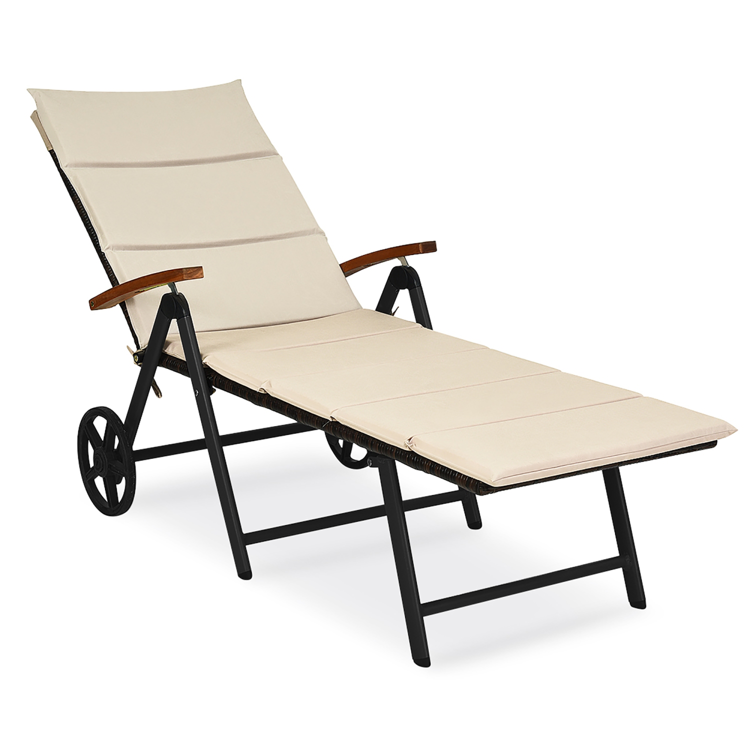 Costway – Chaise longue de jardin pliante en rotin 2 pièces, en aluminium réglable