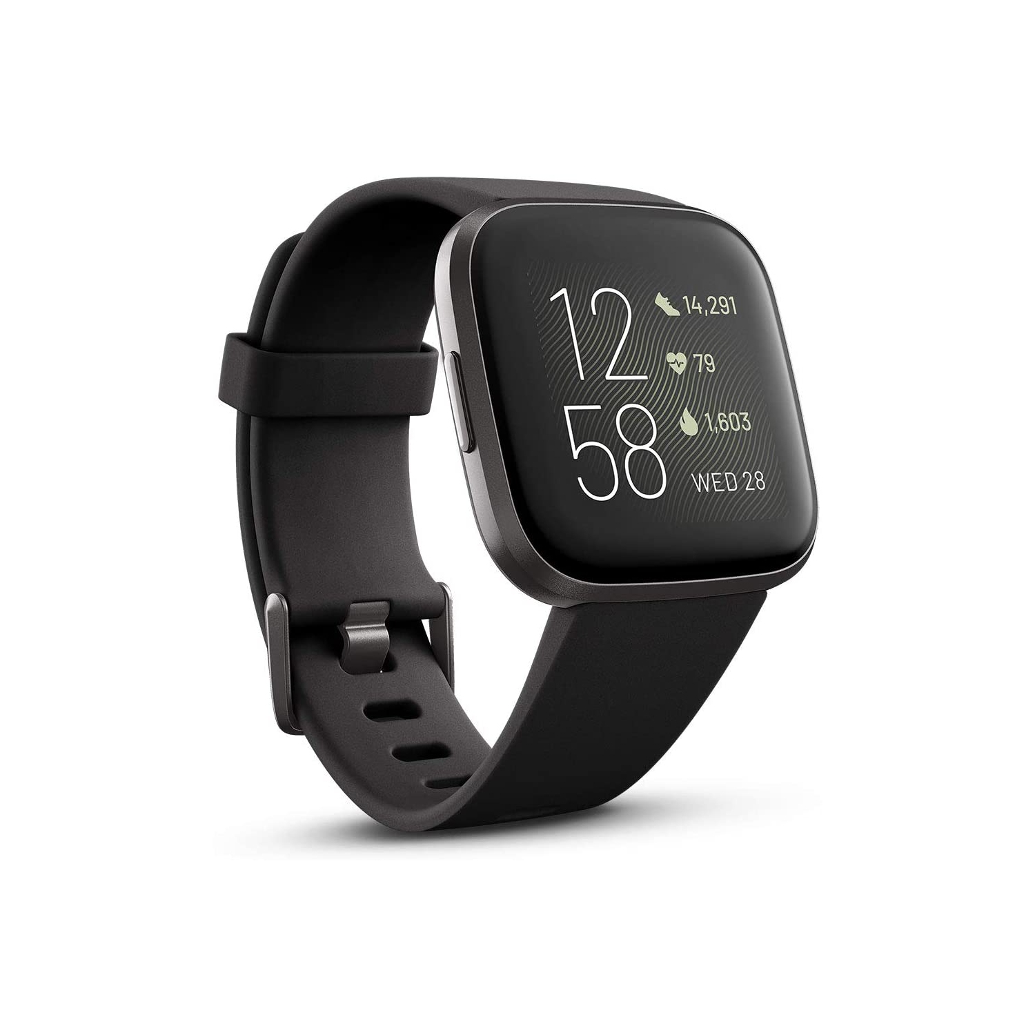 Refurbished - Fitbit Versa 2 Health & Fitness Smartwatch - Black/Carbon