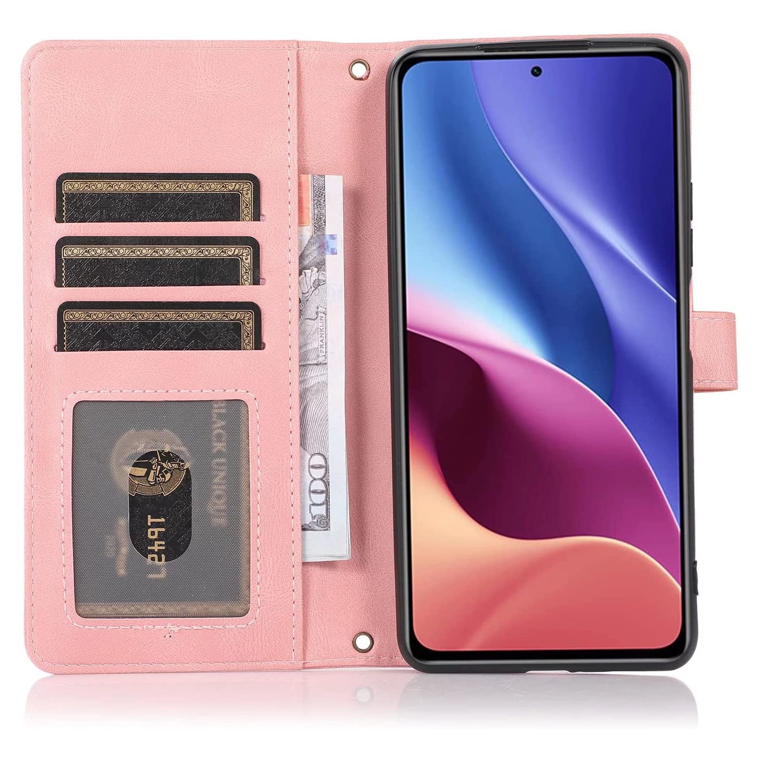 CASE & POWER Wallet Leather Magnetic Case Shockproof Leather Flip Cover with 9 card slots Credit Card Holder for iPhone 13 Pro Max - Free Shipping