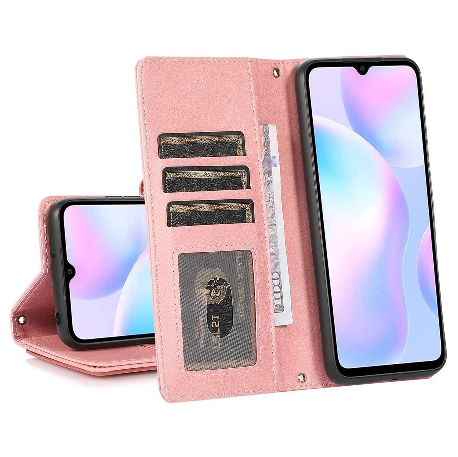 CASE & POWER Wallet Leather Magnetic Case Shockproof Leather Flip Cover with 9 card slots Credit Card Holder for Samsung Galaxy S22 - Free Shipping