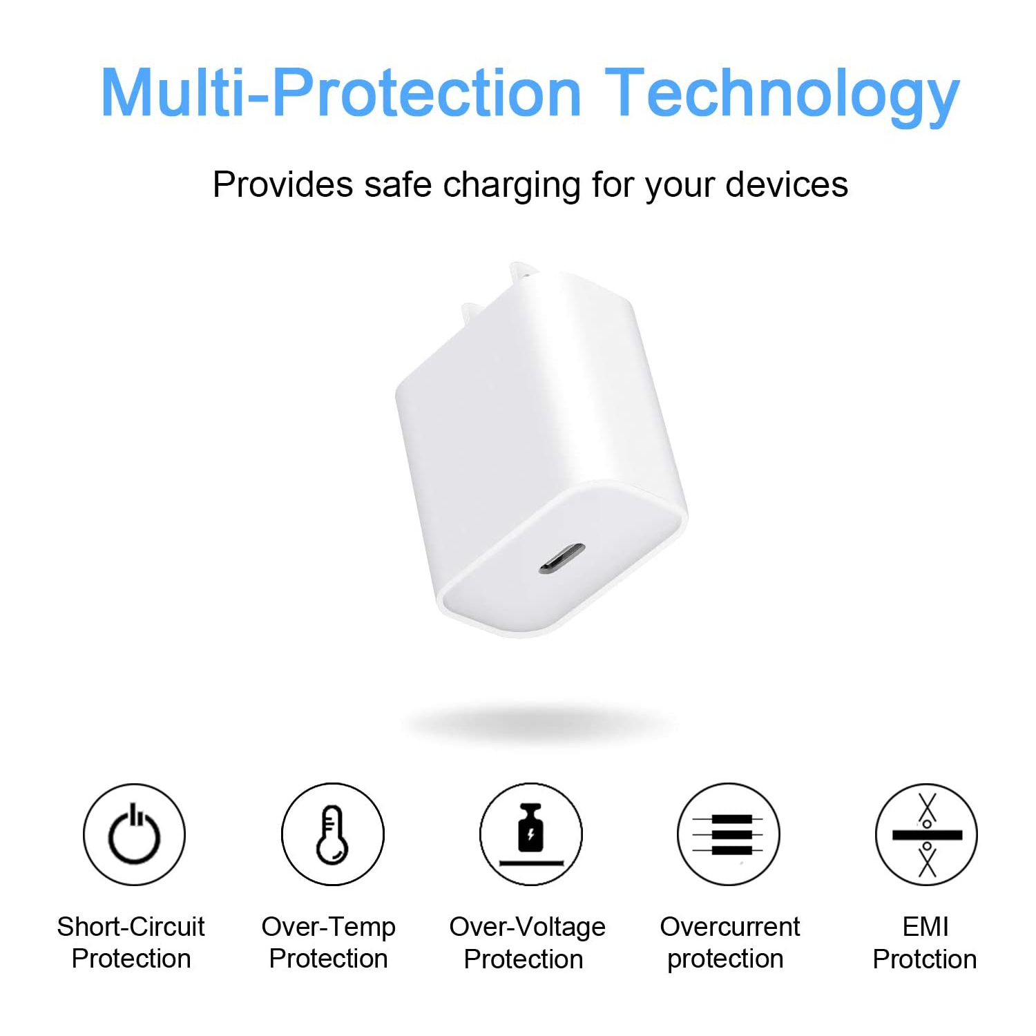 Pour iPhone - Adaptateur d’alimentation USB-C de 20 W - pour : iPhone 14/14 max/14 Pro/14 Pro max/iPhone, série 13, téléphone 12/Pro/12 max - iPhone