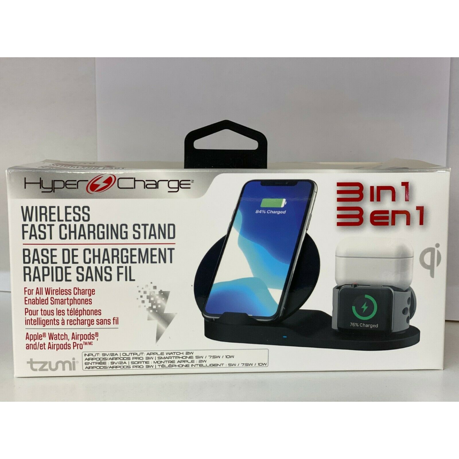 TZUMI HYPER CHARGE WIRELESS FAST CHARGING STAND 3 IN 1| Phone, Watch & Airpods