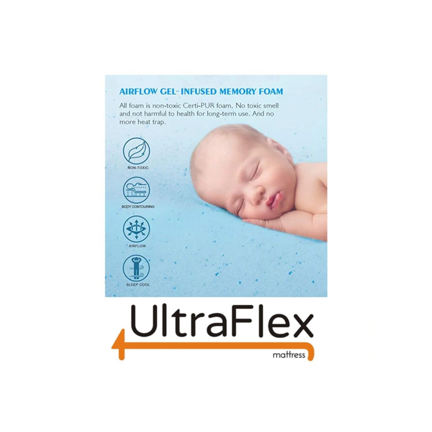 UltraFlex DESTINY- Orthopedic, Spinal Care Cool Gel, Pressure Relief Foam, Multiple Posture Support, Low Motion Transfer, Natural Foam Blend